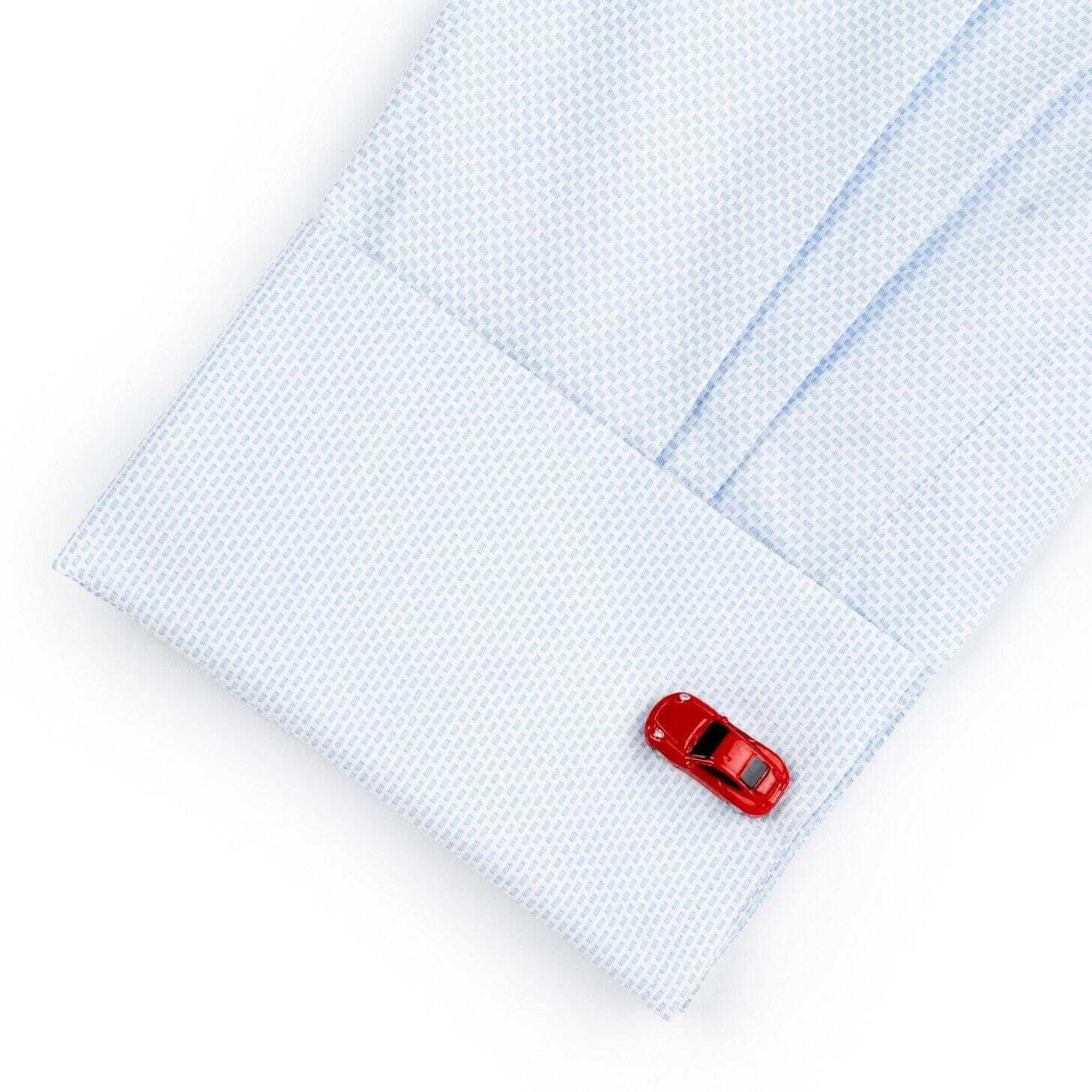 Luxury Red Porsche 911 Car Cufflinks for Men - Elegant Dress Accessories for Weddings, Business Meetings & Formal Events