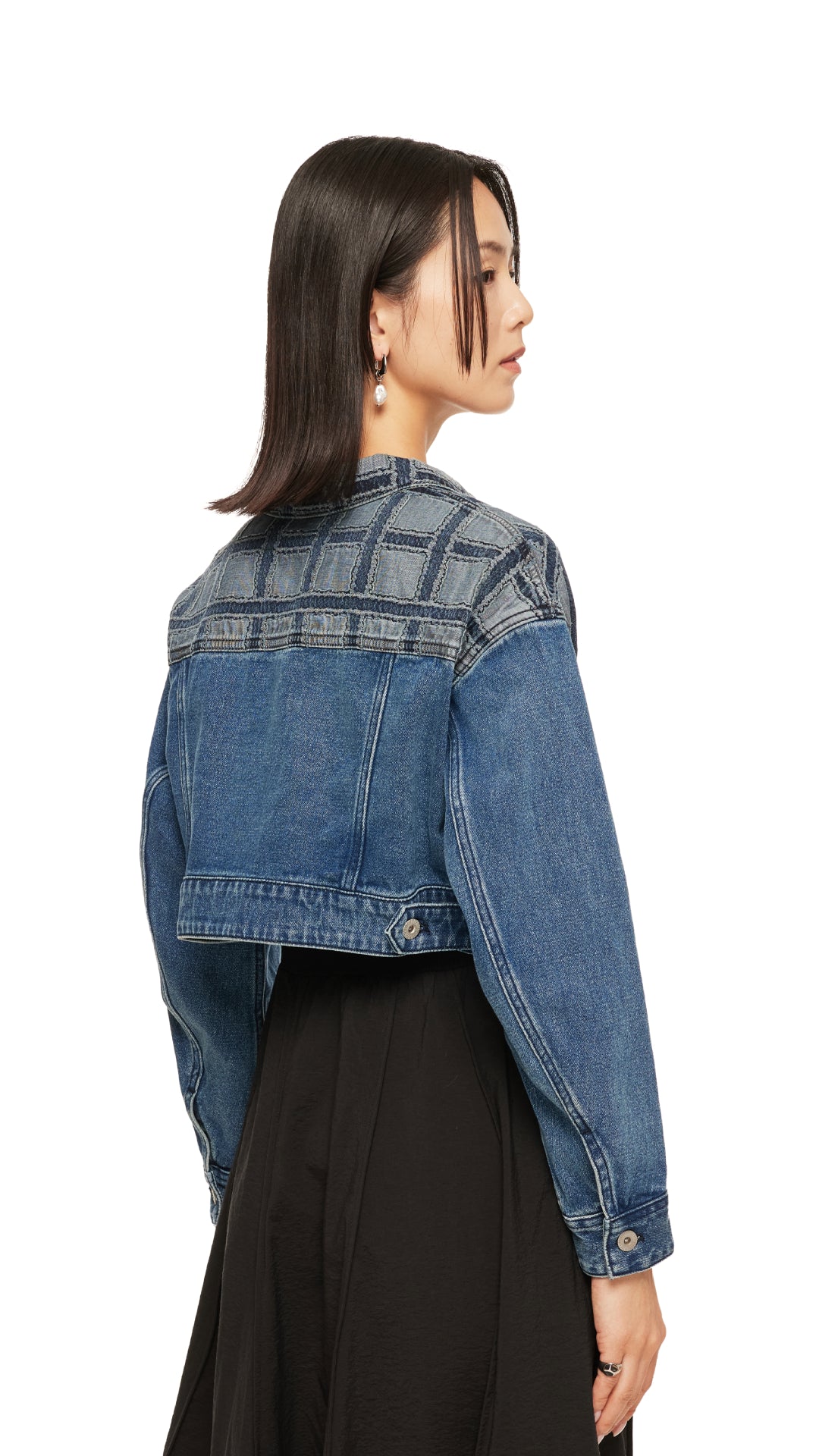 Stylish Patched Crop Denim Jacket for Women - Vintage Distressed Denim Jacket with Unique Embroidery - Perfect for Casual Outfits, Streetwear & Spring Layering
