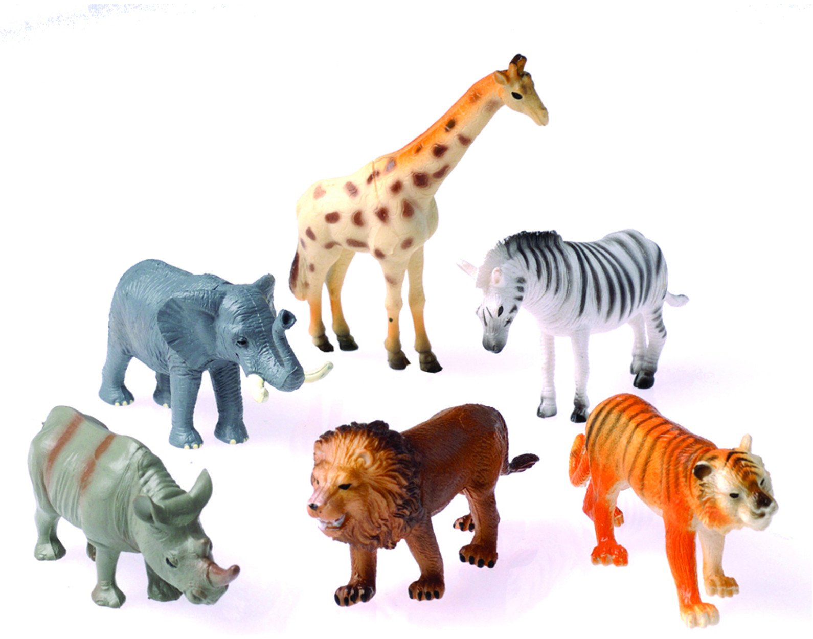 U.S. Toy 6-Piece Plastic Safari Animal Figures Set - Realistic Wild Animal Toys for Kids' Playtime, Educational Learning & Jungle Themed Party Decorations