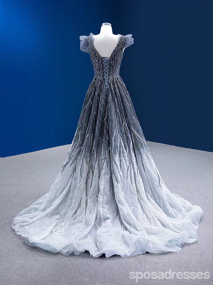 Elegant Blue A-Line Long Prom Dress for Women - Formal Evening Gown for Homecoming, Wedding & Special Occasions | Style 13701