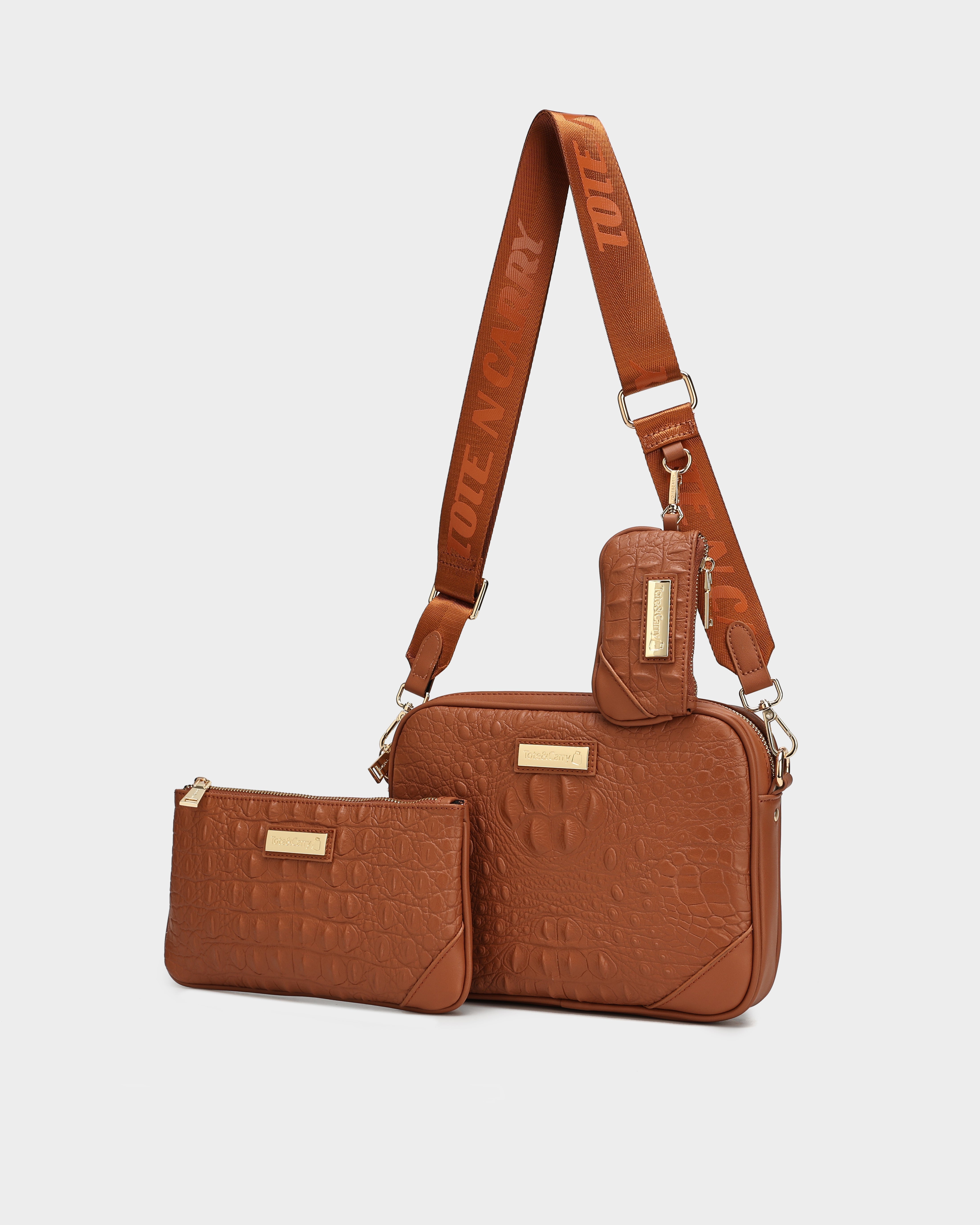 Apollo 2 Crossbody Bag Set - Caramel Brown Leather Purse for Women | Stylish Shoulder Bag & Wallet Combo | Perfect for Work, Travel & Everyday Use