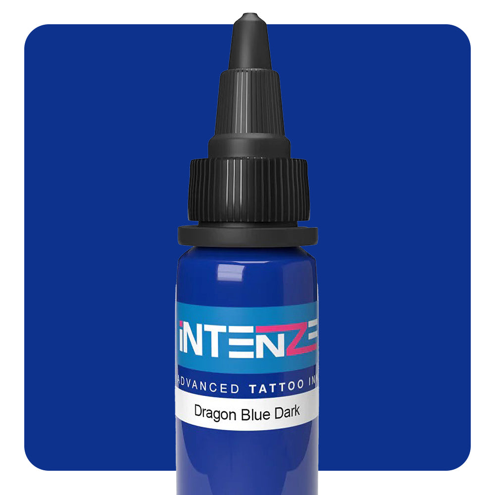 Dragon Blue Dark Tattoo Ink by Intenze - 1oz Bottle - Professional Tattoo Artist Supplies for Permanent Body Art