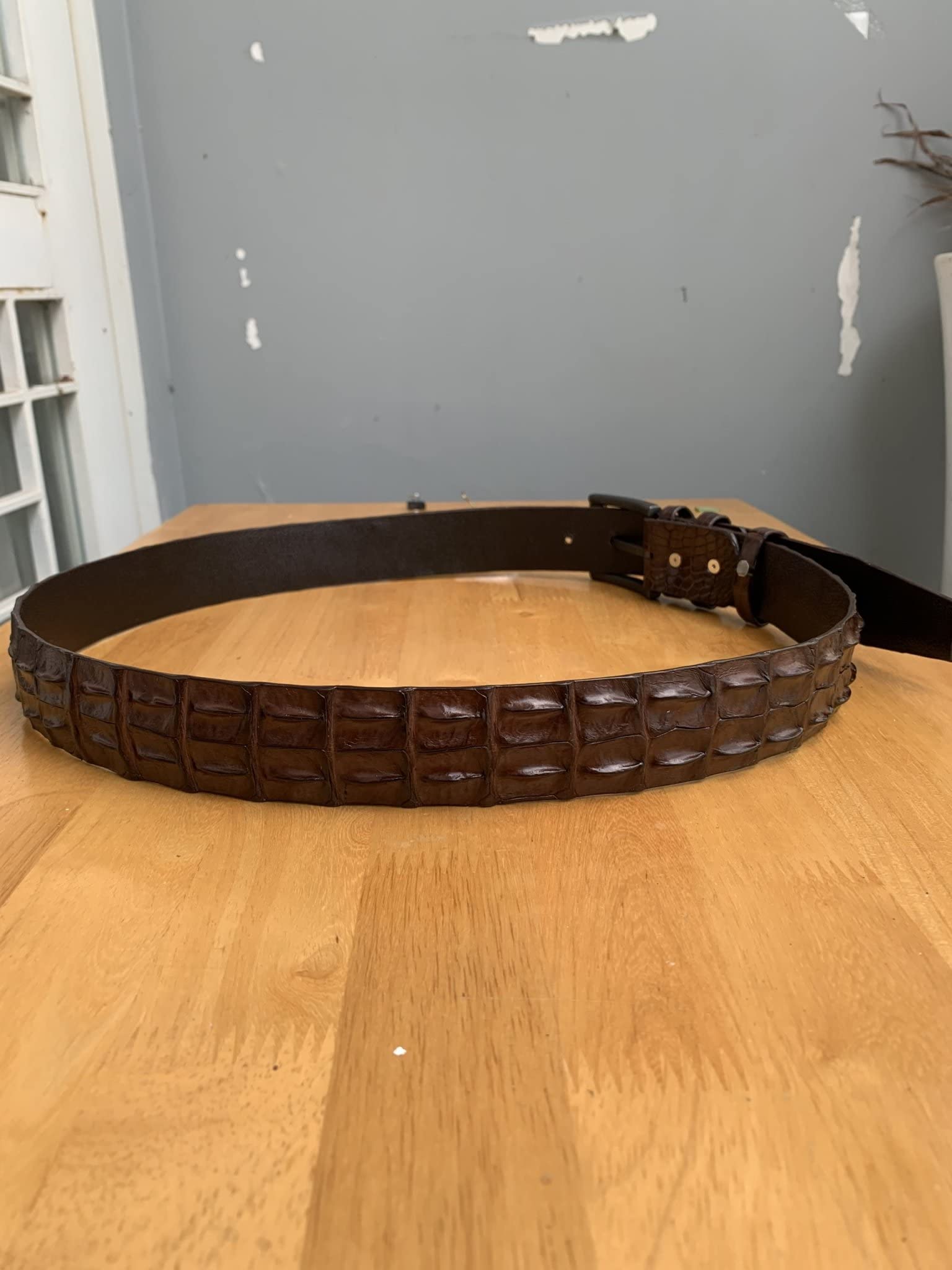 **Genuine Crocodile Hornback Leather Belt for Men - Real Alligator Skin with Buckle - Brown Dress Belt for Formal & Casual Wear**    **Use Case:** Perfect for business attire, weddings, or everyday fashion to elevate your style.