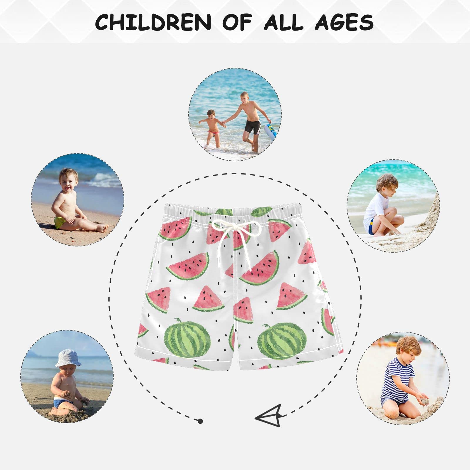 **Boys' Watermelon Seed Print Swim Trunks - Toddler & Kids Bathing Suits for Beach, Pool & Summer Fun (2T-12 Years)**