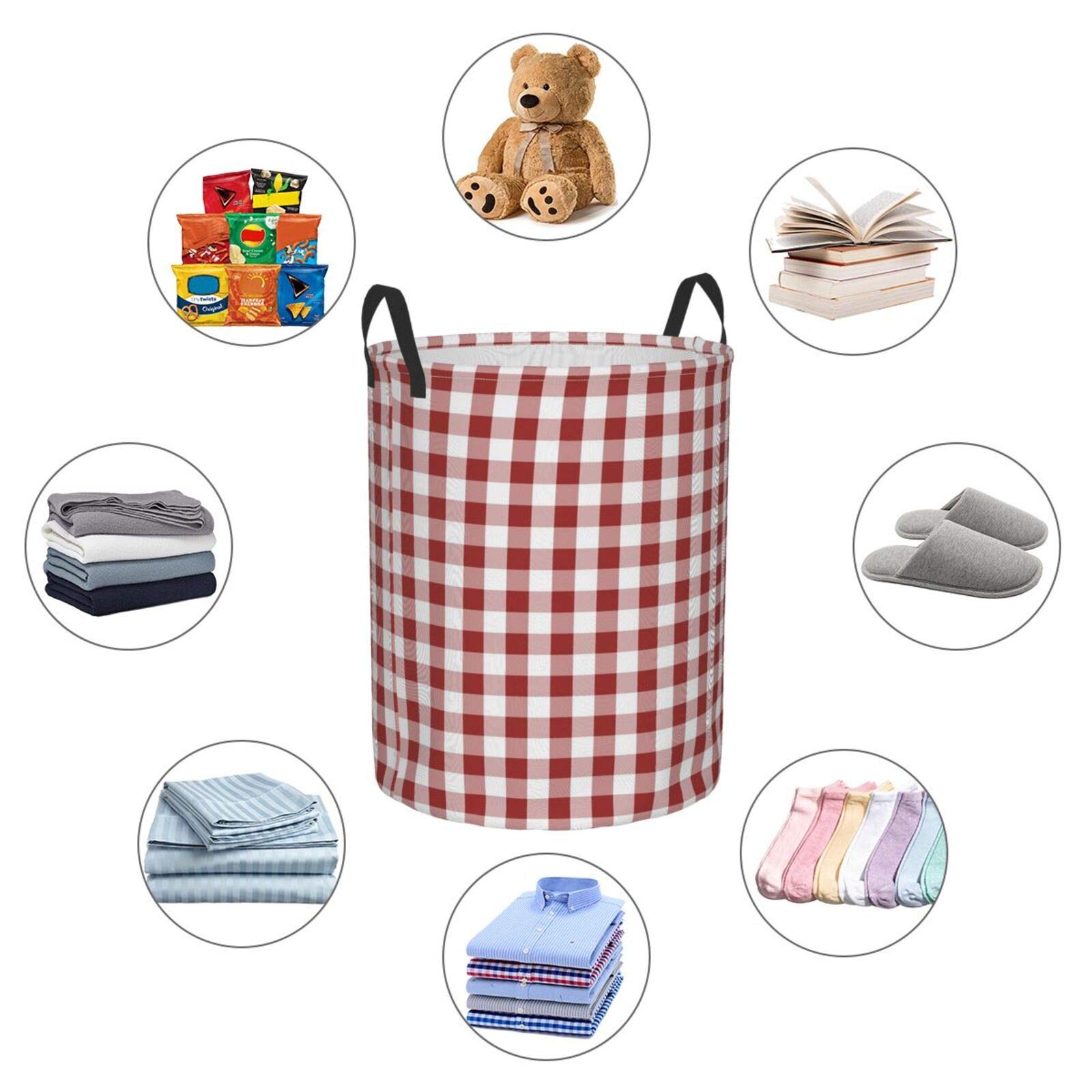 Foruidea Collapsible Red Laundry Basket with Handles - Large Oxford Fabric Clothes Hamper for Home, Office, Dorm - Perfect for Nursery Storage, Gift Basket & Space-Saving Organization