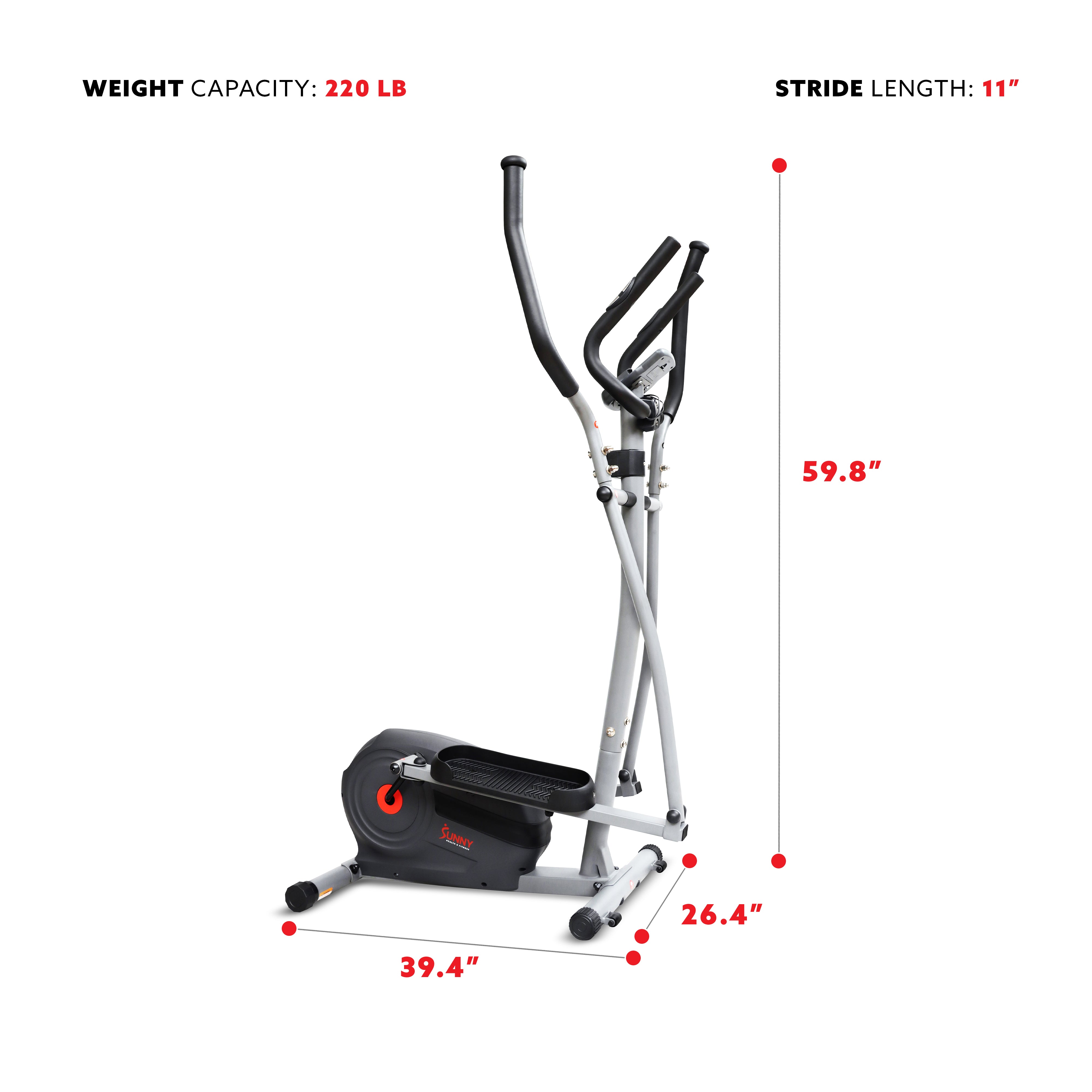 Smart Magnetic Elliptical Machine with SunnyFit® App - Bluetooth Connected Home Gym Equipment for Cardio & Full Body Workout - Perfect for Small Spaces & Home Fitness