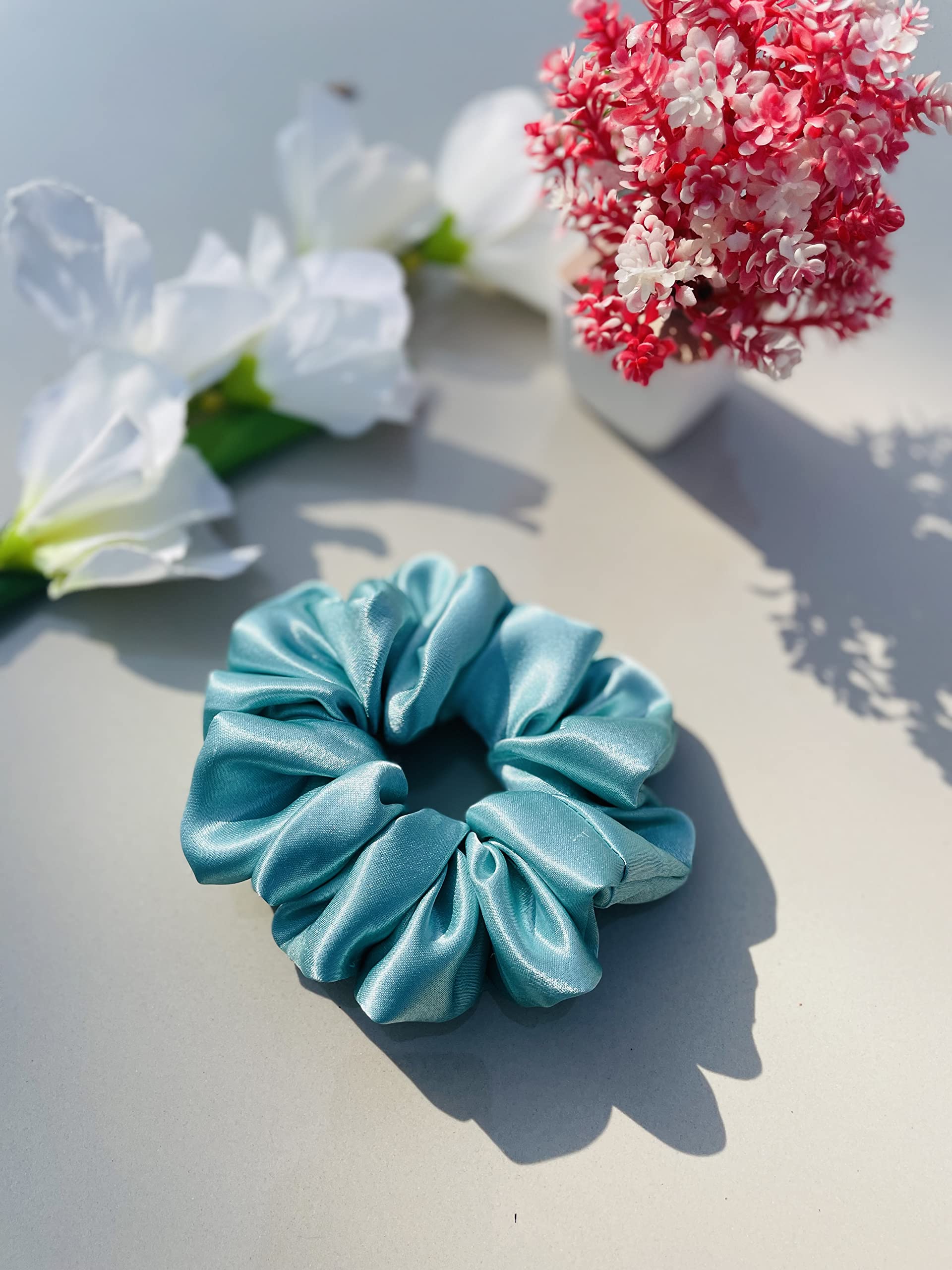 Luxury Silk Scrunchies for Women & Girls - Soft Hair Ties, Ponytail Holders & Hair Bands (Cerise) | Perfect for Everyday Wear, Workouts & Special Occasions