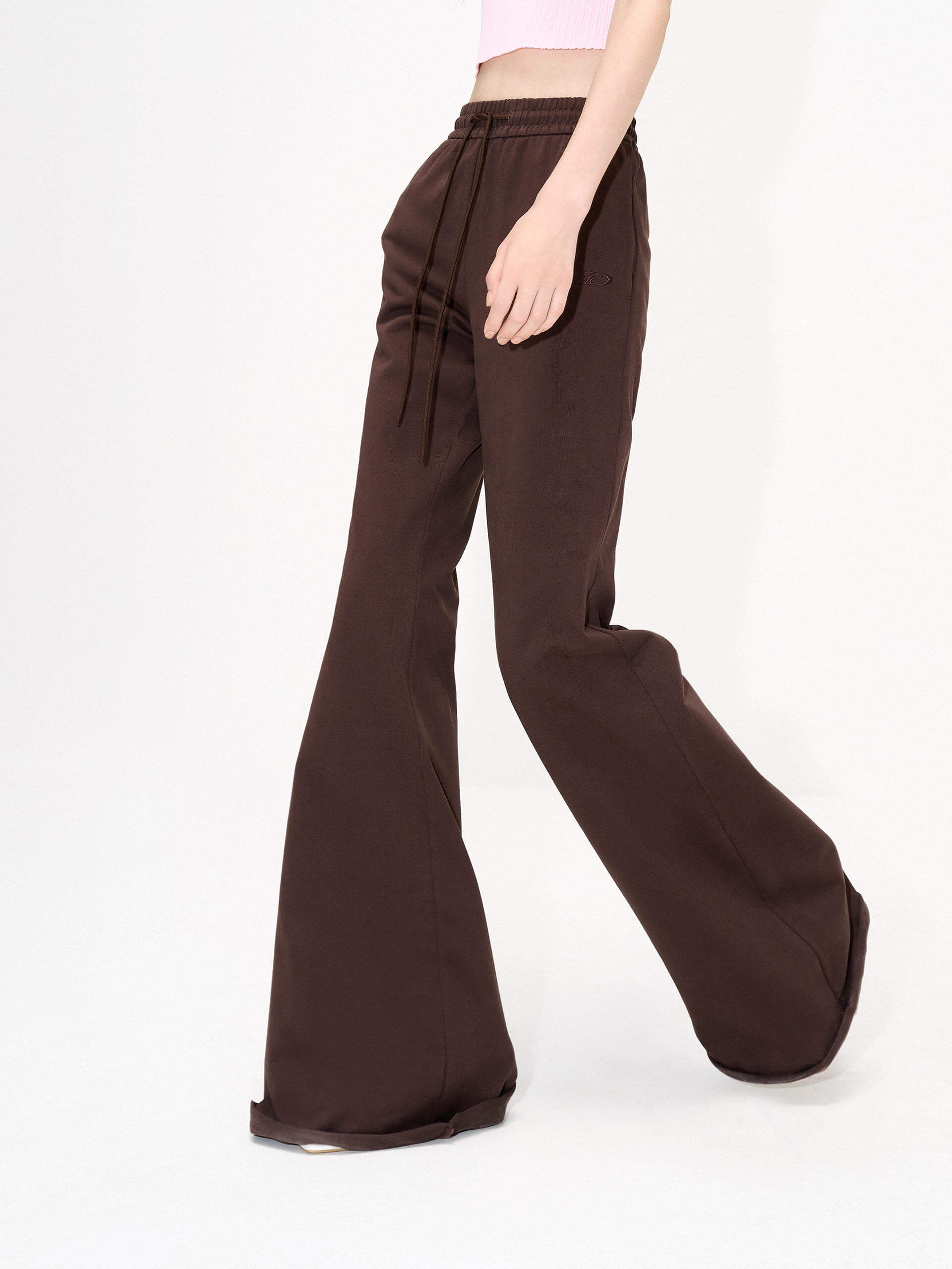 **Stylish Women's High Waist Flared Pants with Drawstring - Comfortable & Trendy for Casual Outfits, Workwear, and Evening Events**