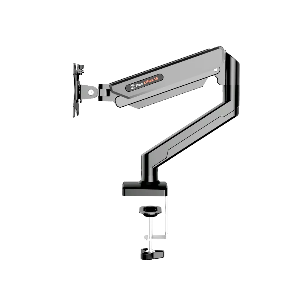 XTFlex S5 Single Monitor Arm - Adjustable VESA Mount for 13-32 inch Screens - Ergonomic Desk Clamp for Home Office & Gaming Setup