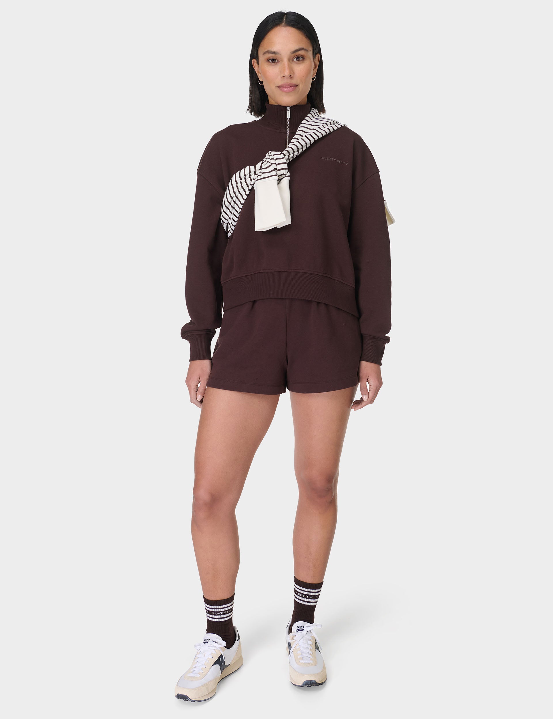 Revive Crop Half Zip Sweatshirt for Women - Sable Brown | Cozy & Stylish Pullover for Casual Wear, Gym, and Outdoor Activities