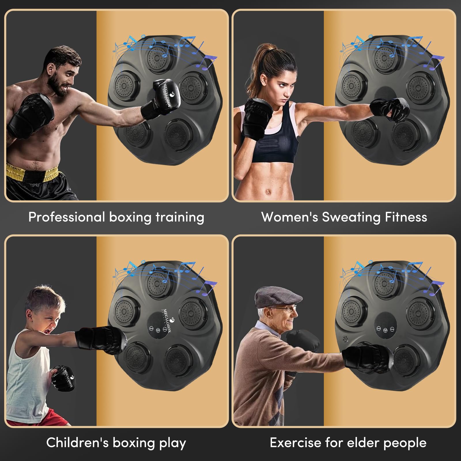 Bluetooth Smart Punching Bag with Music - Wall Mounted Electronic Boxing Trainer for Adults & Teens - Home Gym Equipment with 2 Pairs of Gloves - Perfect for Indoor Workouts, Stress Relief & Fitness Training