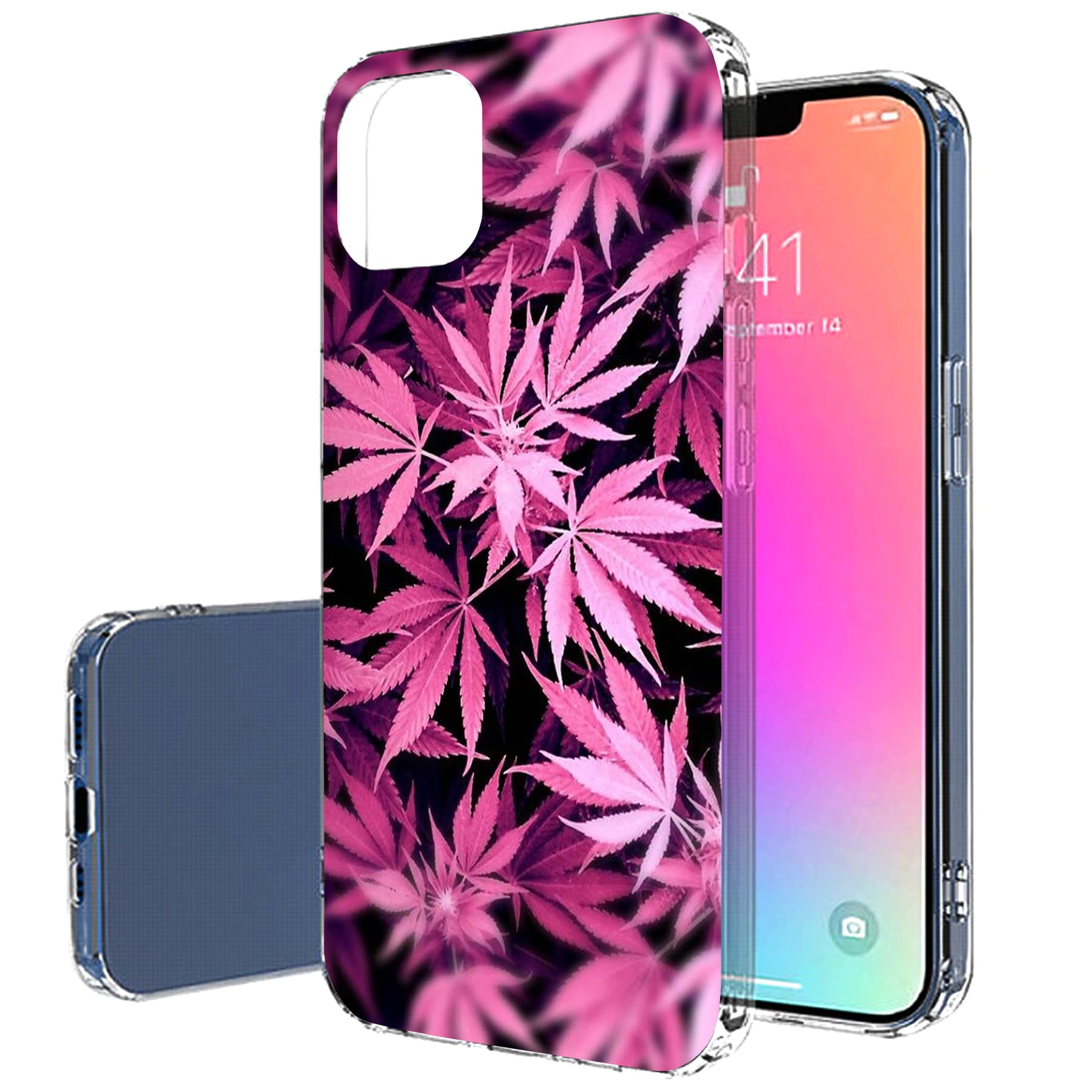 VIBECover Slim Protective Case for Apple iPhone 13 - Flexible TPU Cover with Total Guard Protection in Pink Weed Color | Perfect for Everyday Use, Work & Outdoor Activities