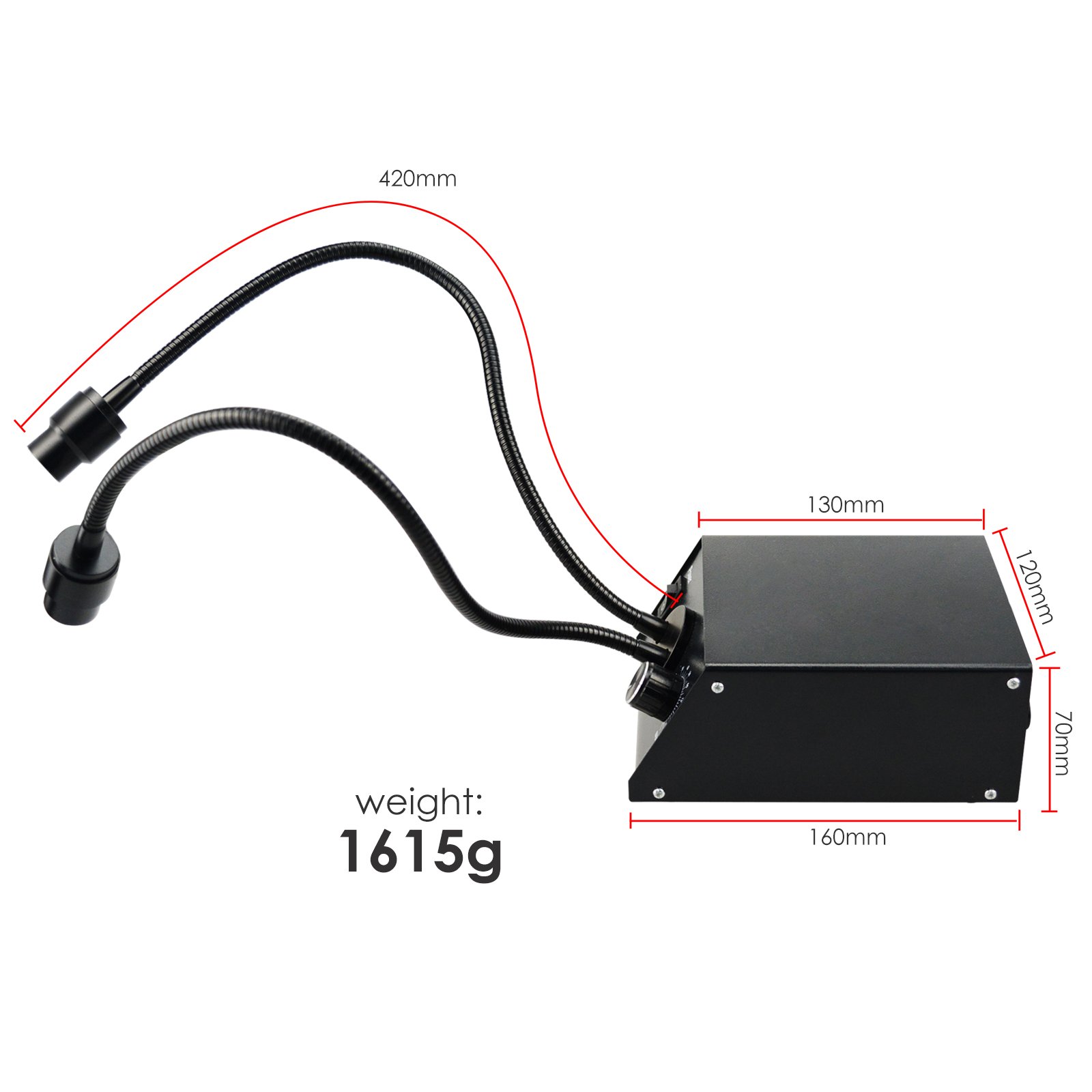 Cold LED Fiber Optic Dual Lights Illuminator - 6500K Shadow-Free Adjustable Lighting with Dimmer, Flexible Direction, 100V-240V for Dental, Jewelry & Microscope Work