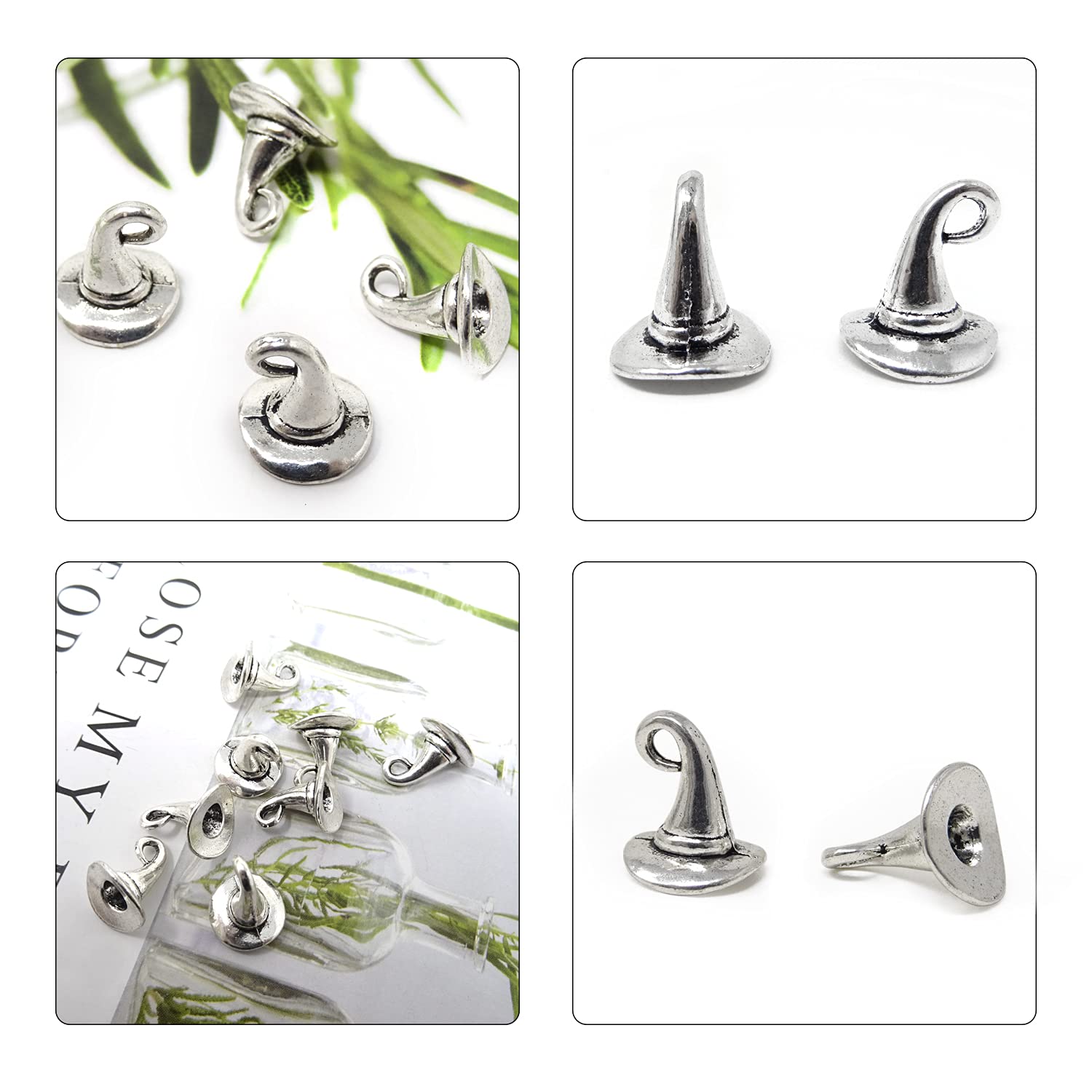 Honbay 30PCS Alloy Witch Hat Charms - Wizard Hat Pendants for DIY Jewelry Making (Earrings, Bracelets, Necklaces) - Perfect for Halloween, Christmas Crafts & Gothic Accessories