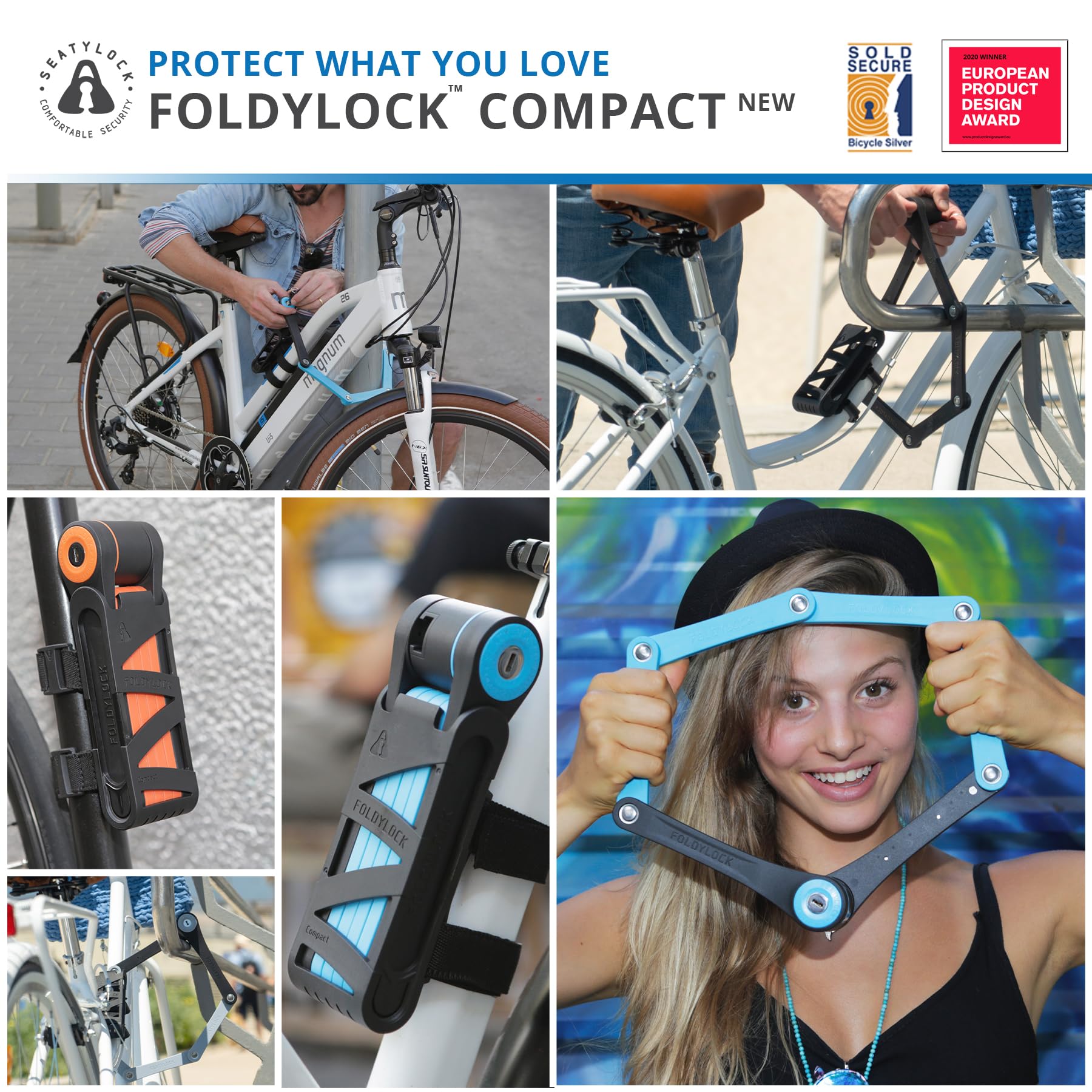 Seatylock FoldyLock Compact Folding Bike Lock - Lightweight High Security Bicycle Lock with Keys & Case - Heavy Duty Anti-Theft Protection for Bikes, Scooters & E-Bikes - Perfect for Commuting, Urban Riding & Travel