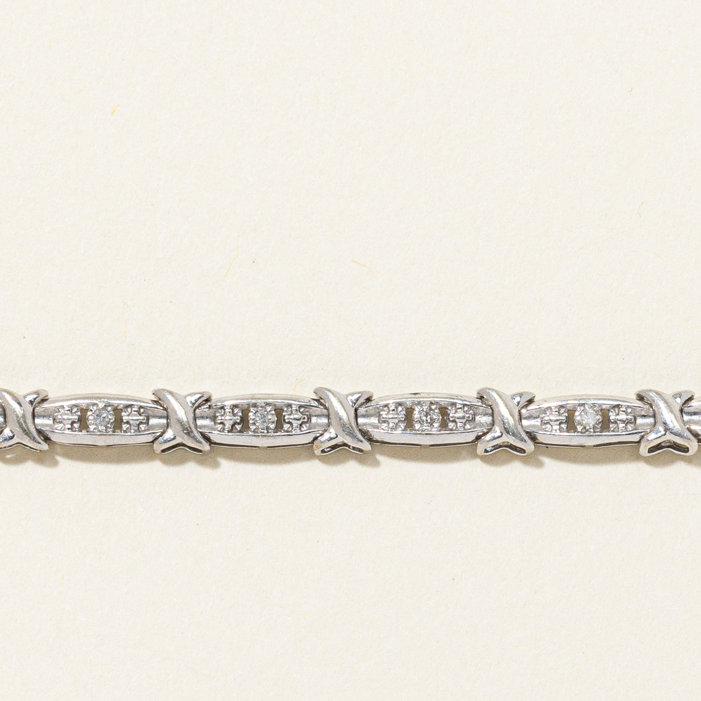 Diamond X Design Tennis Bracelet | 0.10ctw Diamond Tennis Bracelet for Women | 7.5 Inch Adjustable | Elegant Gift for Anniversary, Wedding & Special Occasions