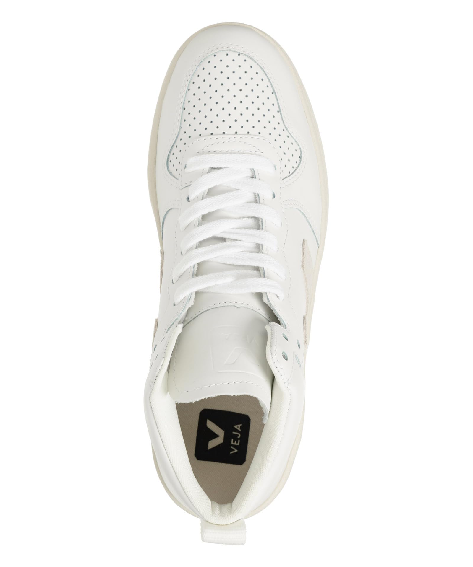 Veja Women's V-15 High-Top Sneakers - White & Natural Leather Vegan Sustainable Shoes for Casual Wear, Work & Eco-Friendly Fashion