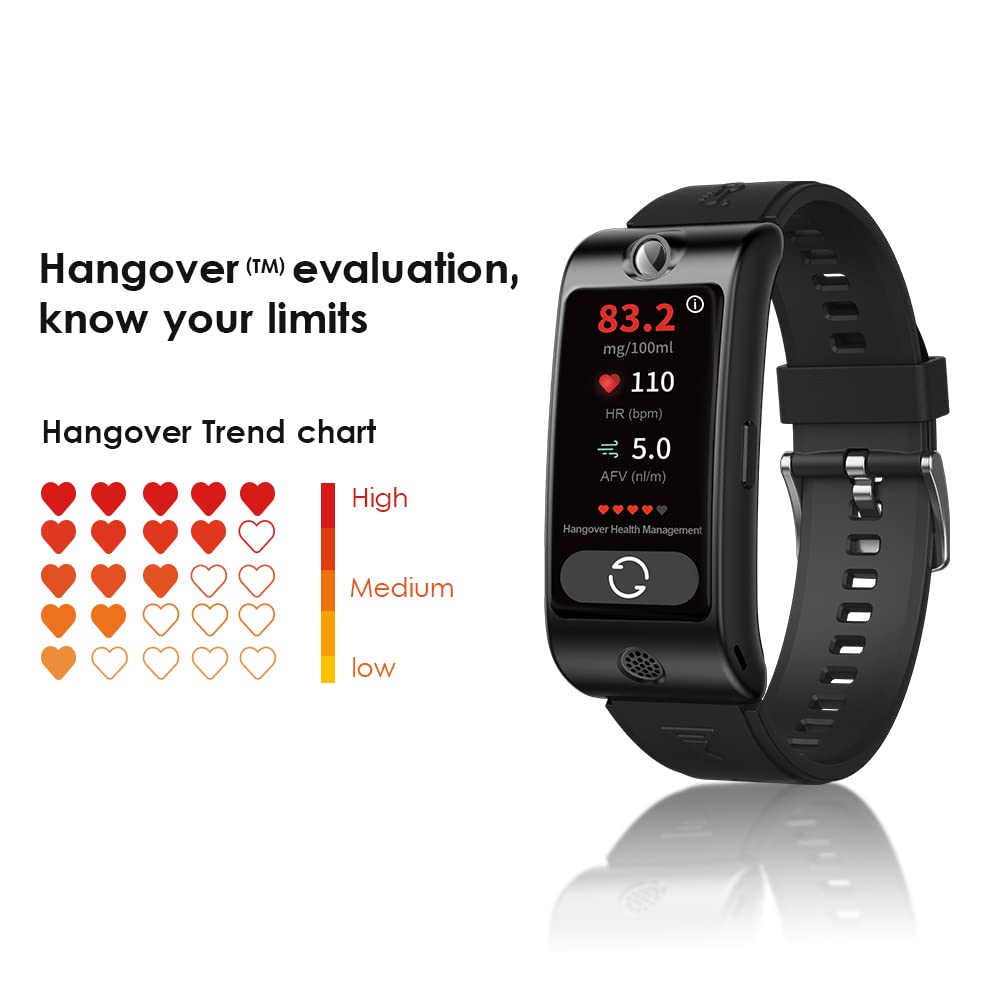 Smart Watch with Breathalyzer - Professional-Grade Alcohol Tester & Fitness Tracker | AMOLED Display, Forehead Thermometer | Perfect for Nightlife, Workplace Safety & Health Monitoring