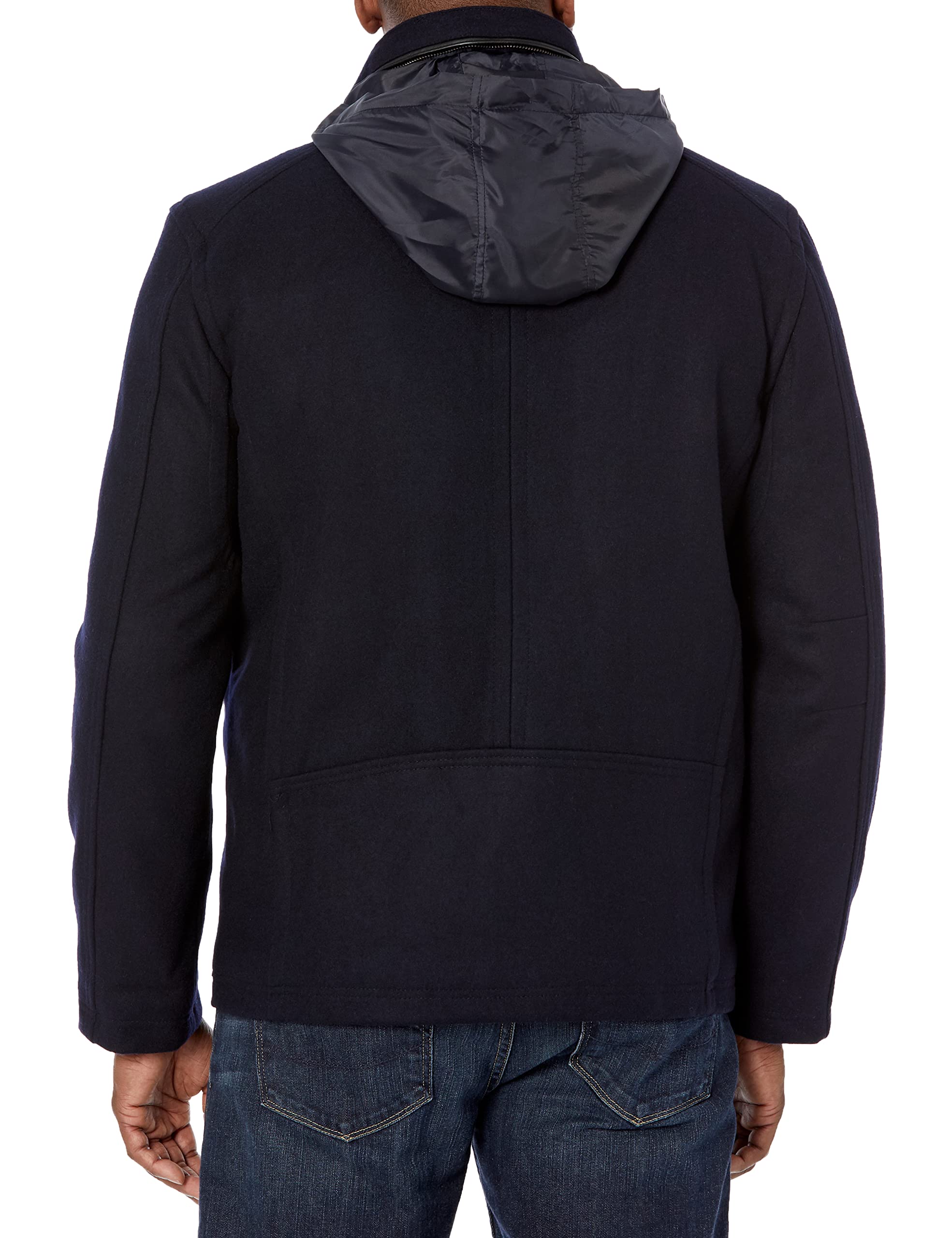 Cole Haan Men's Wool Melton Stand Collar Jacket with Patch Pockets - Stylish Winter Coat for Business Casual & Outdoor Activities