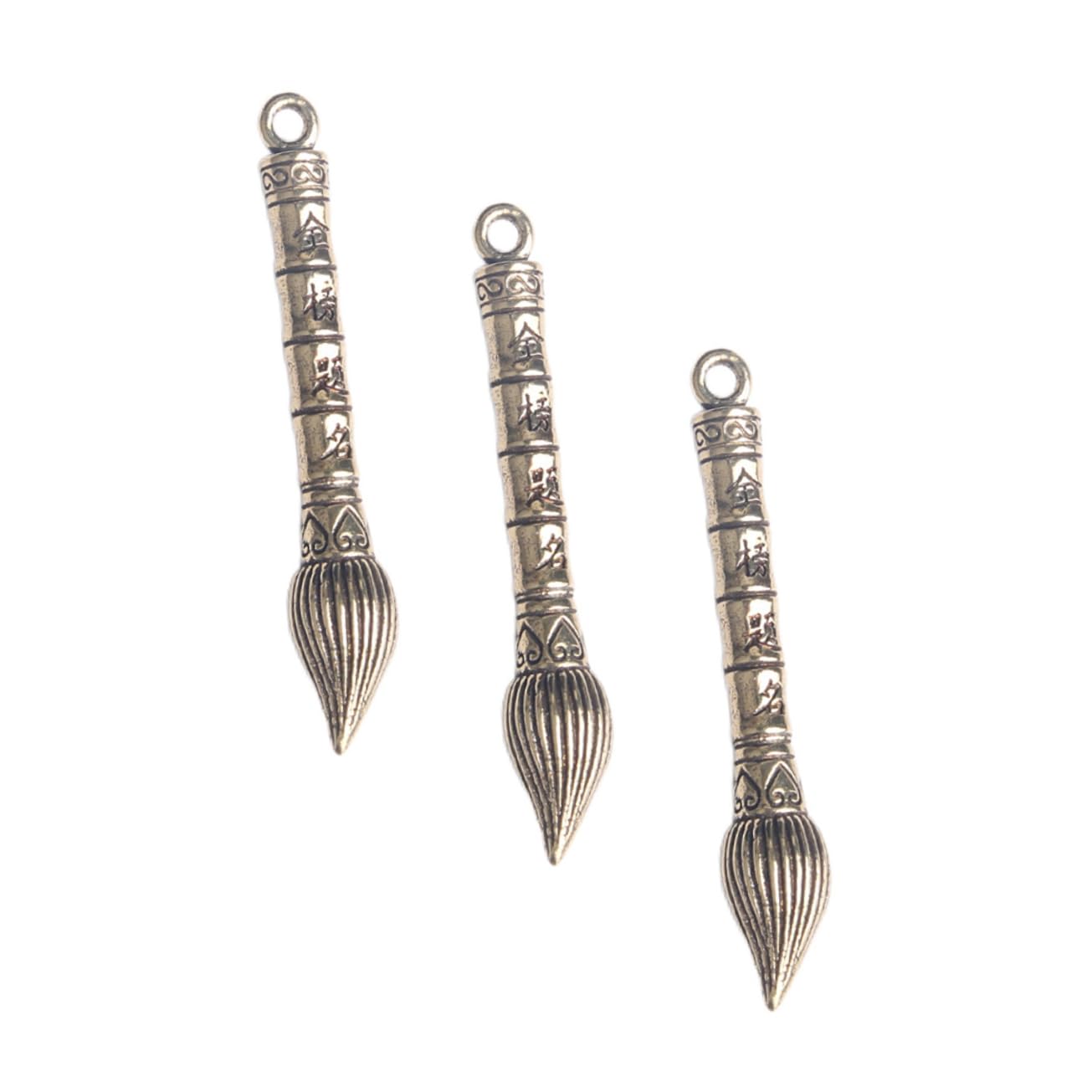 3pcs Brass Keychain Pendants - Elegant Brush Decor for Bags, Keys & Car Keys | Mipcase Brush Crafts | Perfect Gift for Art Lovers & DIY Enthusiasts