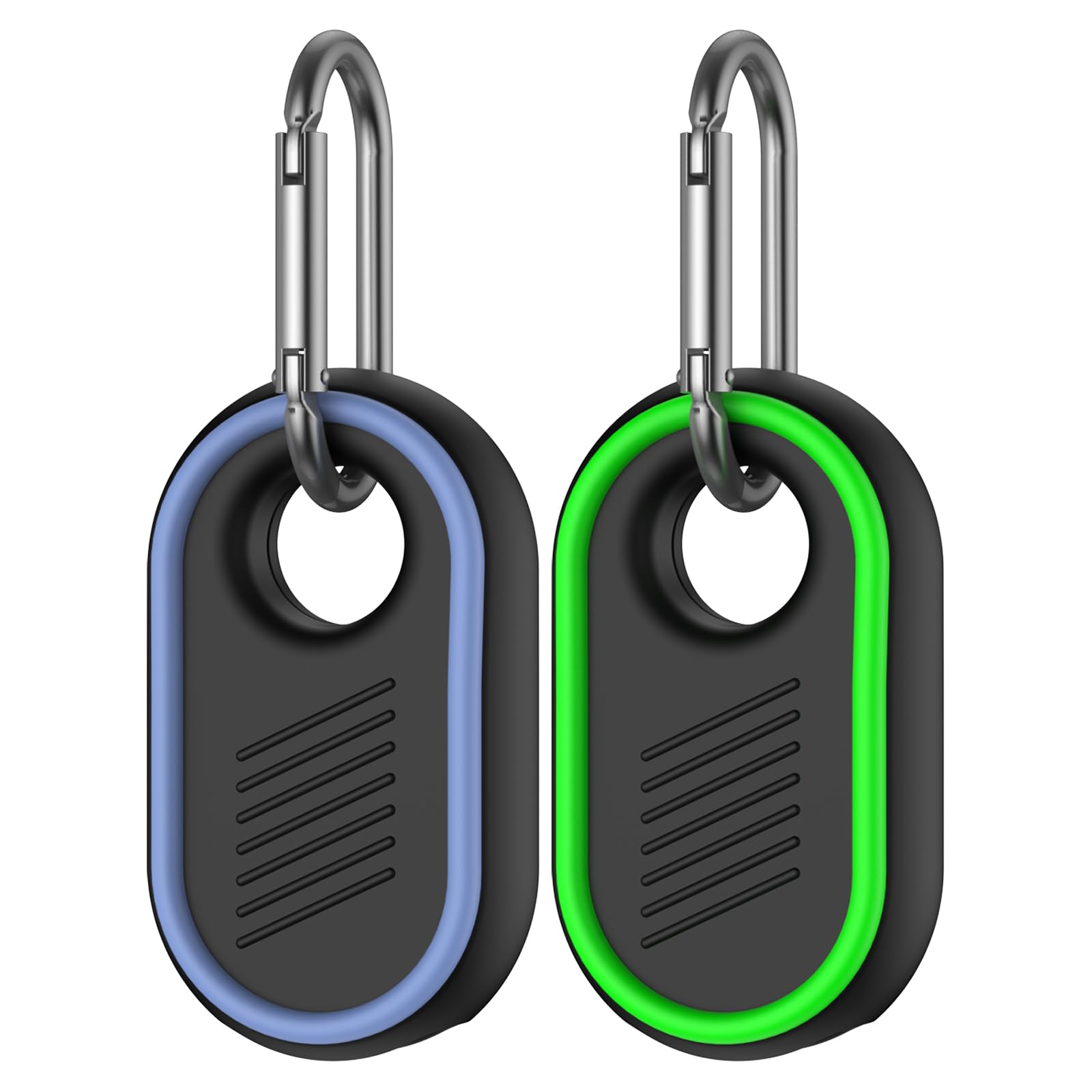MOWYEOK GPS Tracker Case for Samsung Galaxy SmartTag 2 - 2 Pack Waterproof & Scratch Resistant Silicone Holder with Key Ring | Perfect for Keys, Wallets, Luggage & Pet Tracking (Blue & Green)