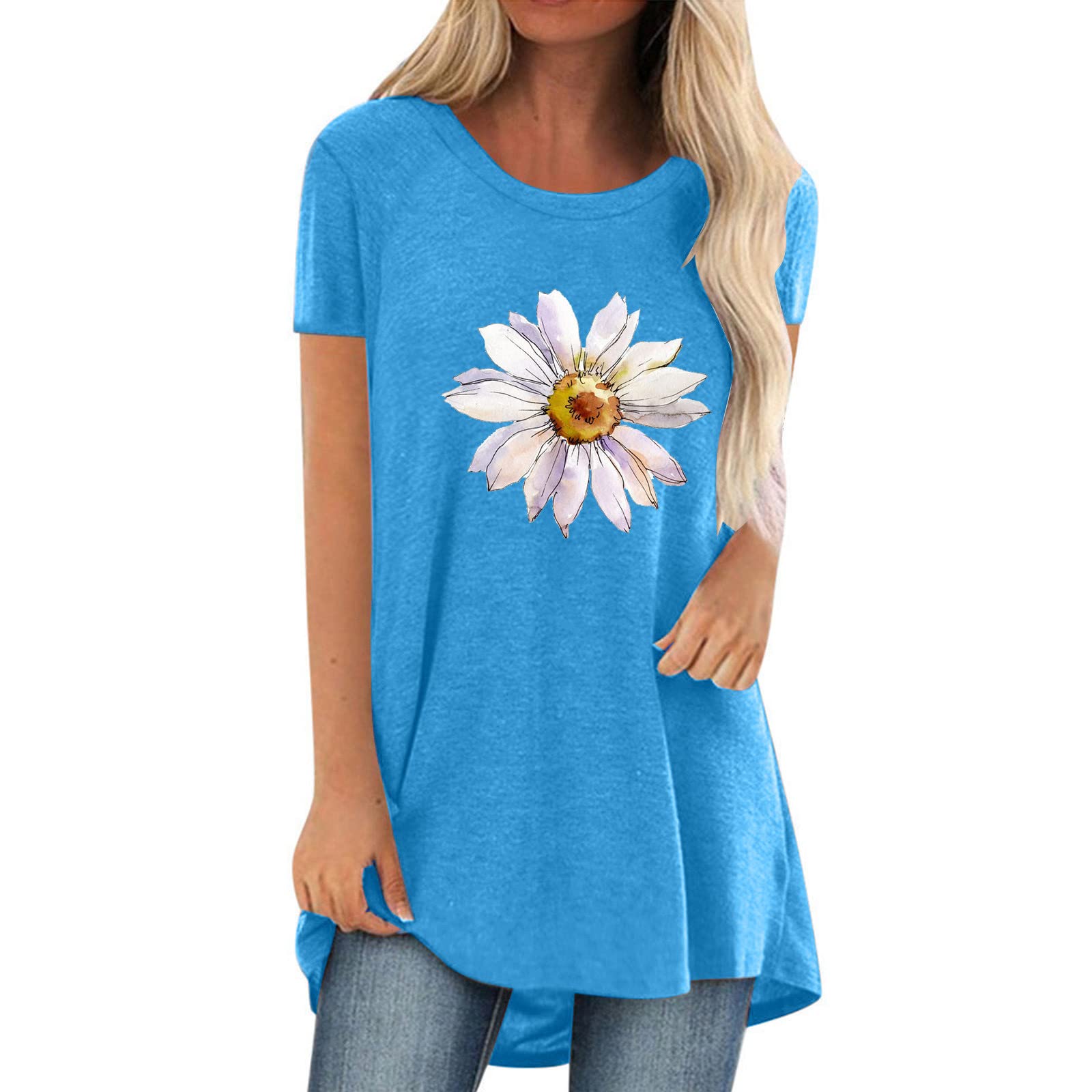 Women's Casual T-Shirts - Summer Cute Printed Tee, Loose Fit Plus Size Short Sleeve Blouse, Sexy & Comfortable Tunic Top for Everyday Wear, Beach & Vacation Outfits