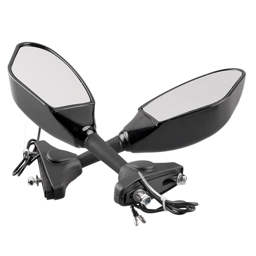 Universal Motorcycle Rearview Side Mirrors - Compatible with Honda, Kawasaki, Suzuki, Yamaha, Ducati - Durable Adjustable Safety Mirrors for Cruiser, Sport Bike & Off-Road Riding