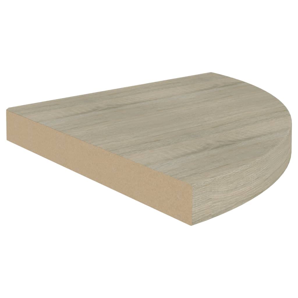 vidaXL Floating Corner Shelf - Modern Oak MDF Wall Mounted Display Shelf for Books, DVDs, CDs & Photo Frames | Perfect for Living Room, Bedroom & Office Organization