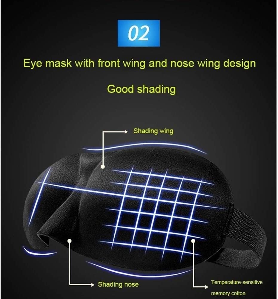 3D Contoured Sleep Eye Mask for Men & Women - Light Blocking Blindfold for Travel, Yoga & Napping - Soft Comfort Night Sleep Mask with Concave Molded Design - Perfect for Airplane, Office & Meditation Use