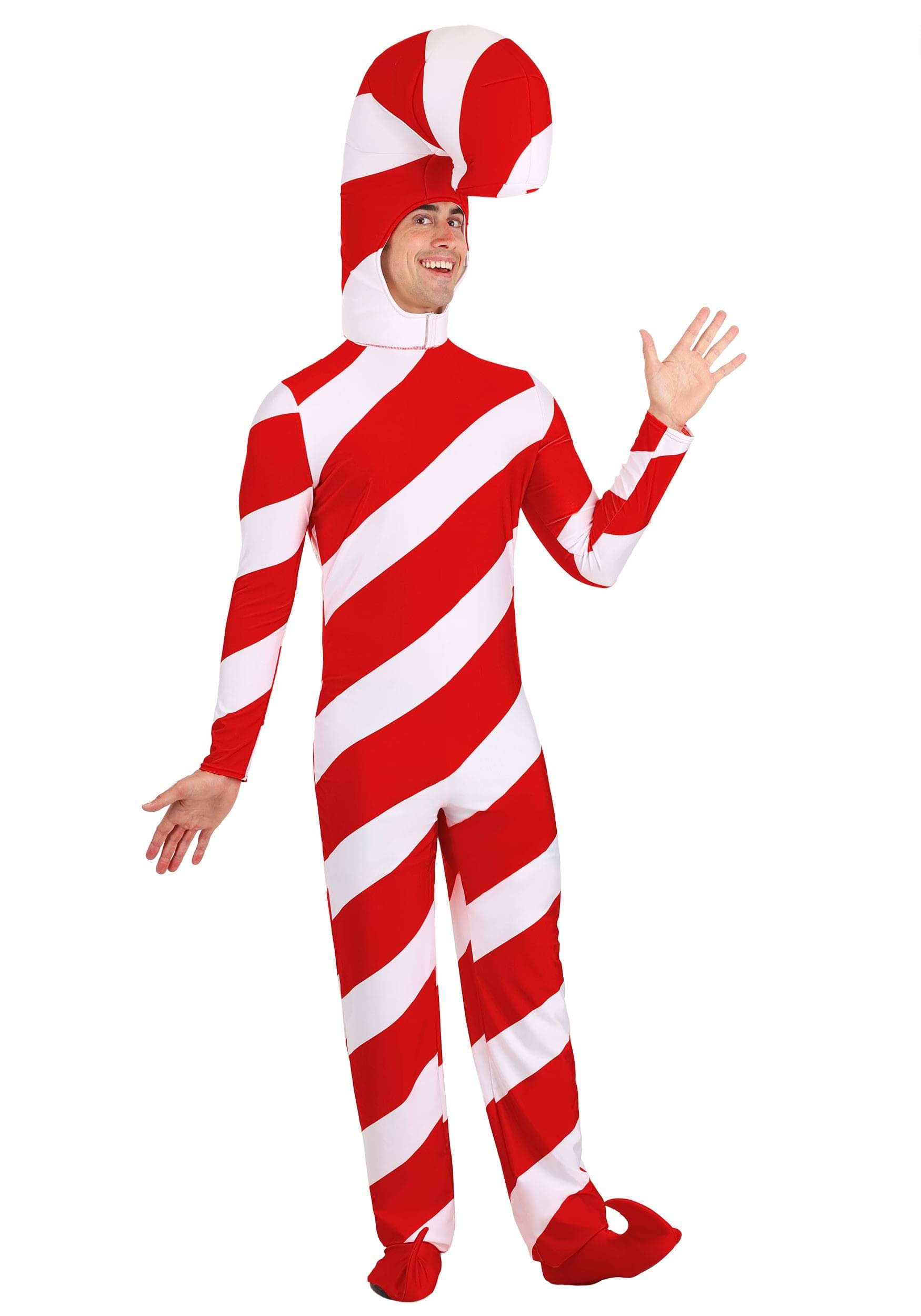 Adult Red Candy Cane Costume - Christmas Holiday Party Outfit for Women & Men - Perfect for Xmas Festivals, Office Parties & Holiday Photos