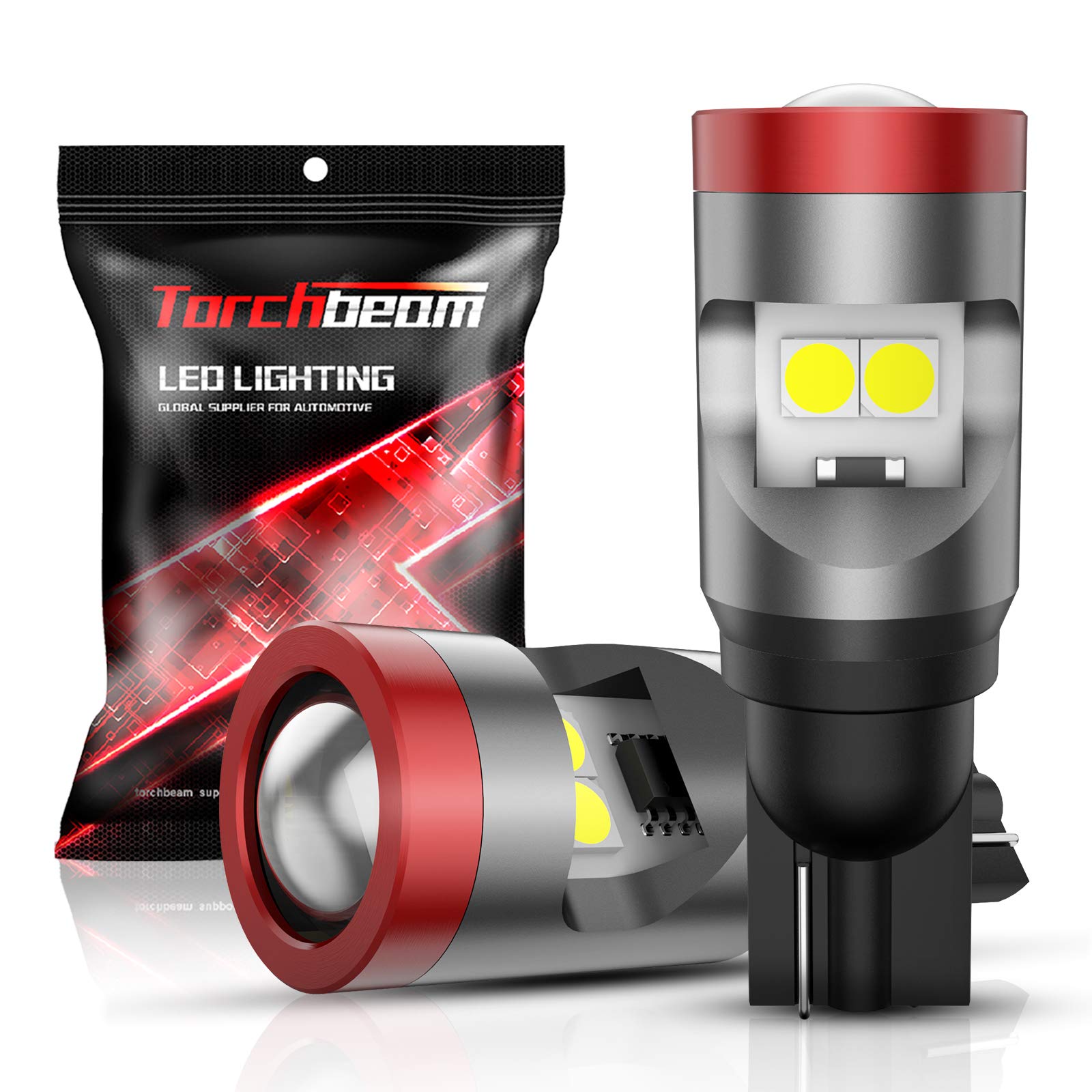 Torchbeam 912 921 LED Bulb T15 Backup Light Bulbs - Super Bright 3030 SMD Chipsets, Error-Free 906 W16W Replacement for Brake Reverse Lights - 6000K Xenon White (2-Pack) - Perfect for Trucks, SUVs, and Car Backup Lighting Systems