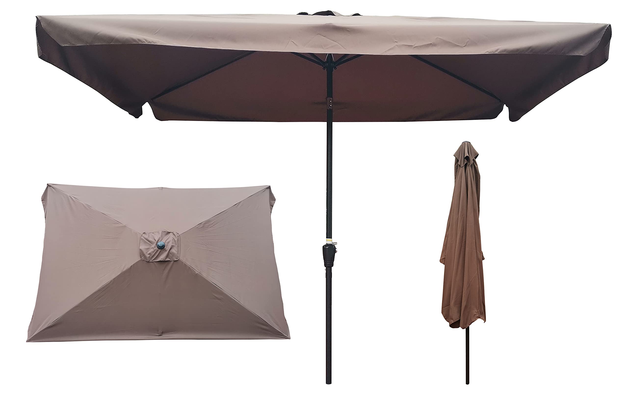 Lestar 10x6.5ft Rectangular Patio Umbrella with Crank & Push Button Tilt - Outdoor Market Umbrella for Garden, Poolside, Restaurant, and Commercial Use - Waterproof Sun Shade for Patio, Deck, and Backyard