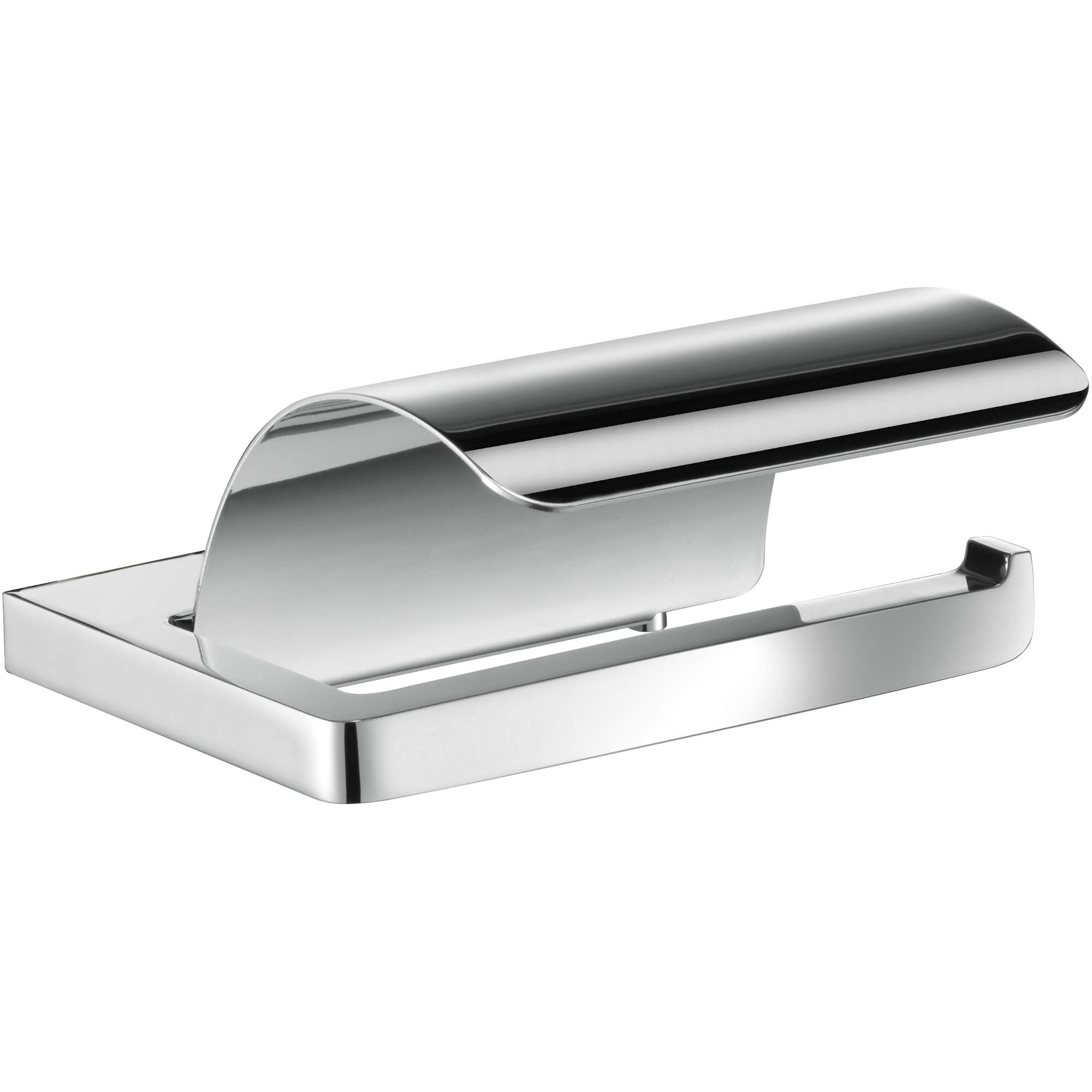Moll - 100mm Chrome Toilet Paper Holder with Lid - Bathroom Tissue Roll Dispenser for Home, Office & Restrooms
