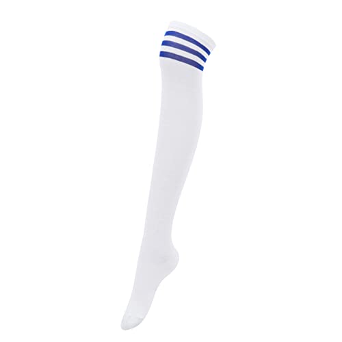 1 Pair - White With Blue Stripes