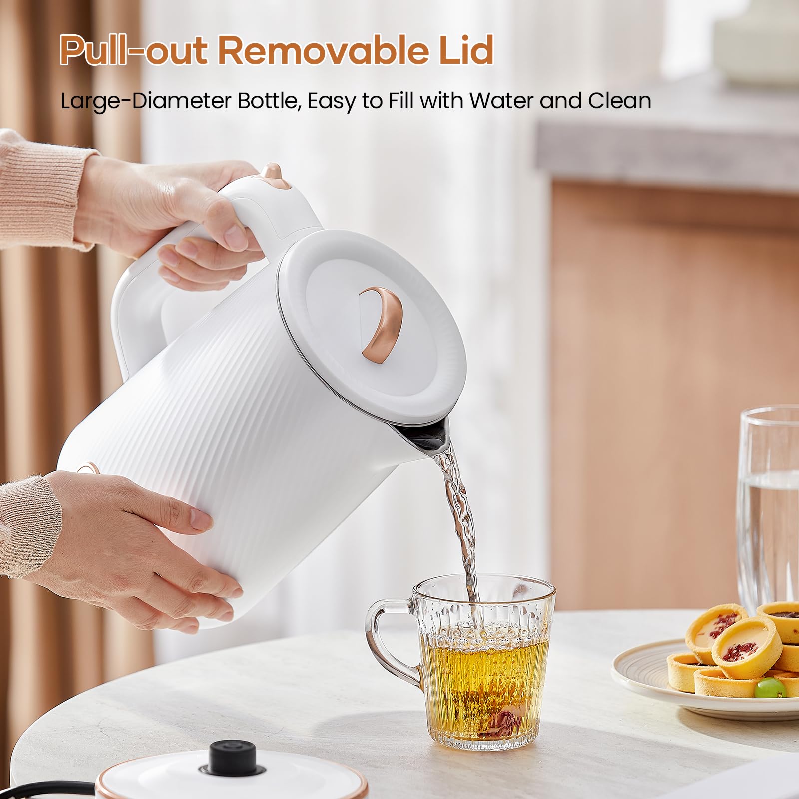 OLEGA 1500W Electric Kettle - 1.8L Stainless Steel Fast Boiling Water Kettle with Auto Shut Off & Boil-Dry Protection - Perfect for Coffee, Tea, and Instant Noodles - Ideal for Home, Office, and Dorm Use
