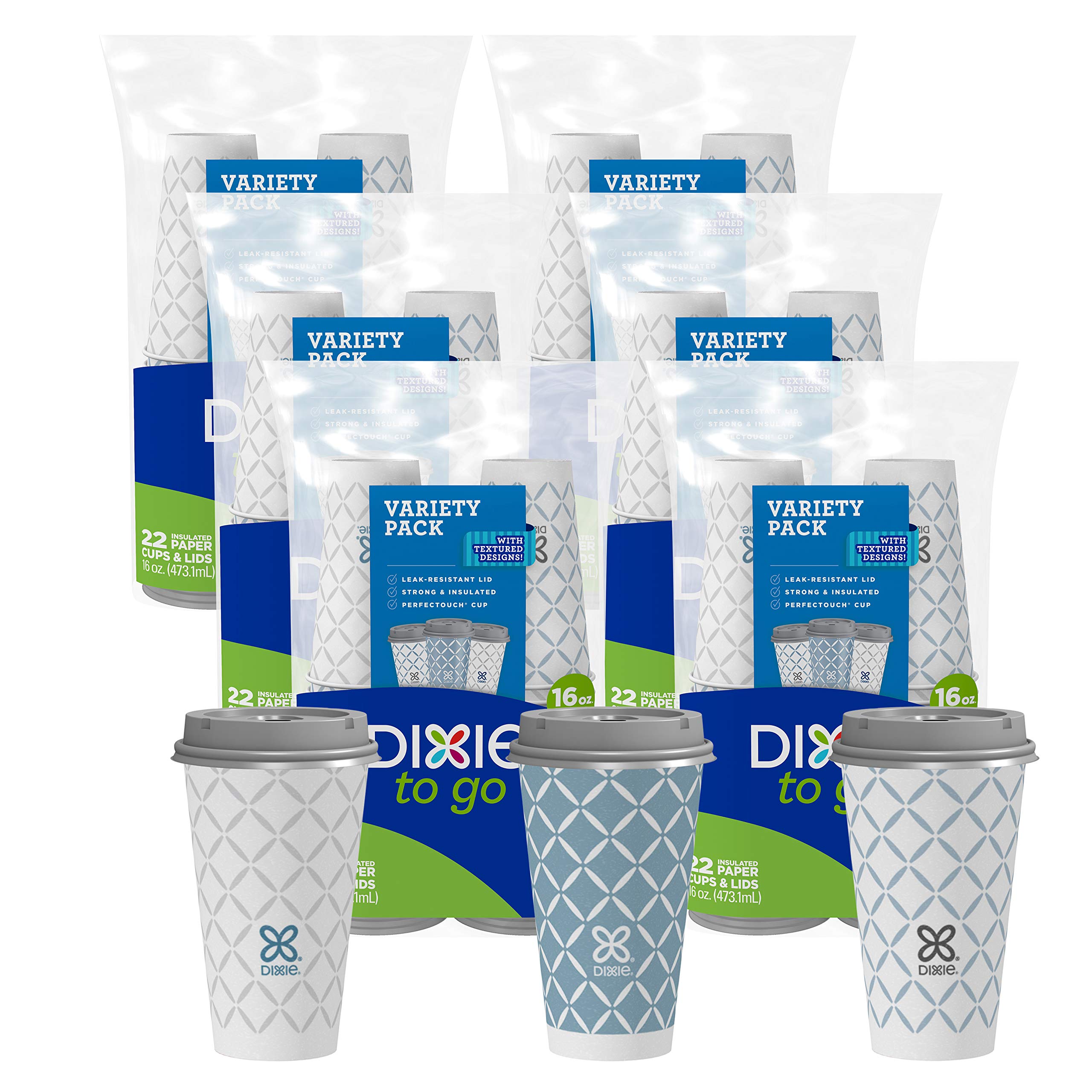 **Dixie To Go 16 Oz Large Disposable Paper Coffee Cups with Lids, 132 Count - Hot Beverage Travel Cups for Office, Commute, and Outdoor Use**