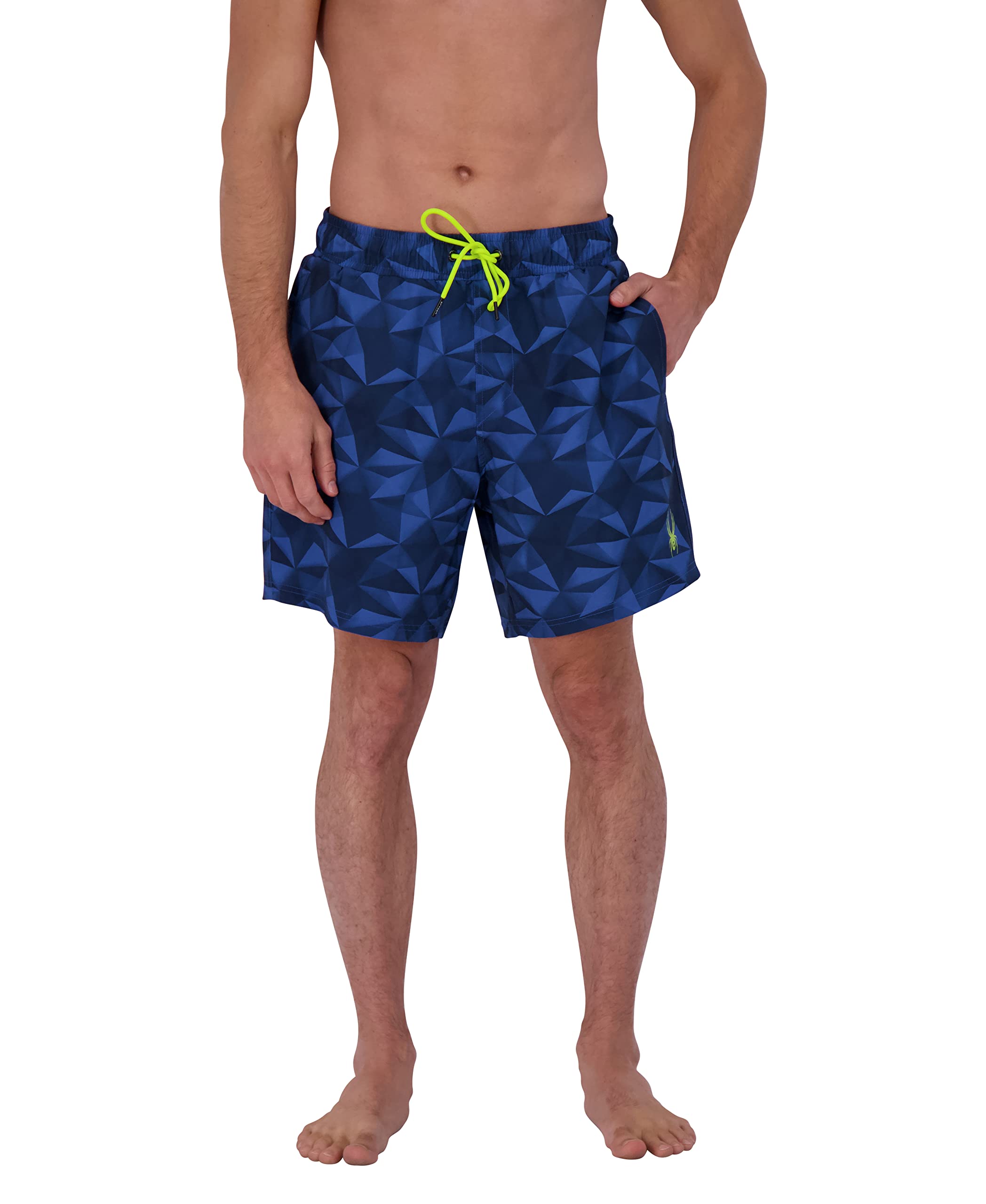 **Spyder Men's Quick-Dry Stretch 7-inch Swim Trunks with UPF 50+ Sun Protection, Pockets & Mesh Liner – Gym Shorts for Swimming, Beach, and Workout**