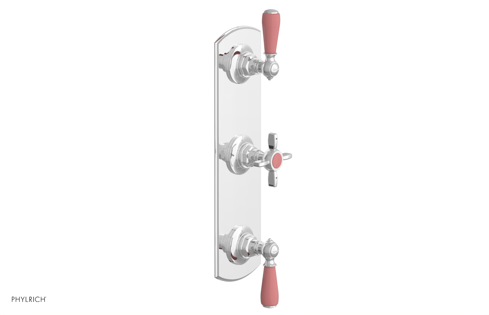 Jamestown Thermostatic Shower Valve with Dual Volume Control - Pink Accented Bathroom Fixture for Modern Home Renovation & Spa-Like Shower Experience