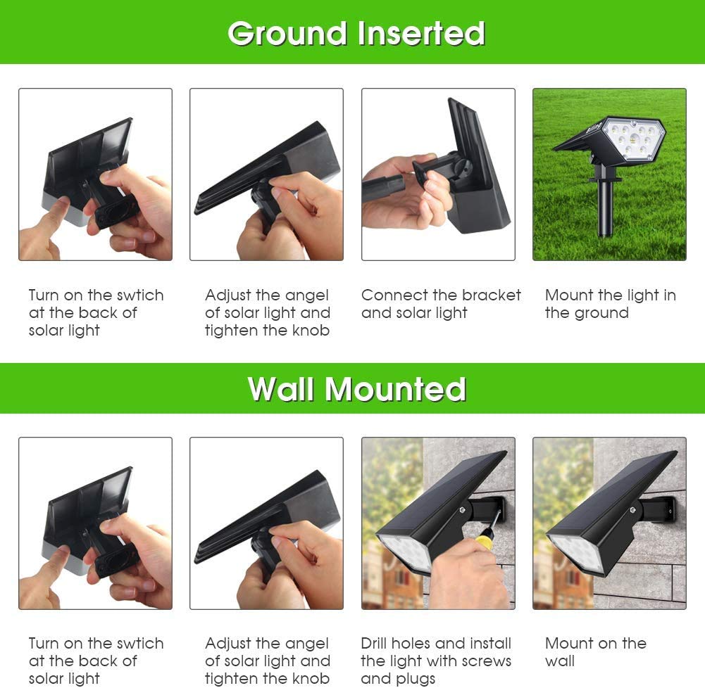 10 Pack Solar Spot Lights Outdoor - 700 Lumen Bright IP67 Waterproof Adjustable Landscape Lighting for Garden, Yard, Pathway, Driveway, Pool & Patio | Warm White Solar Powered Lights for Nighttime Safety & Ambience