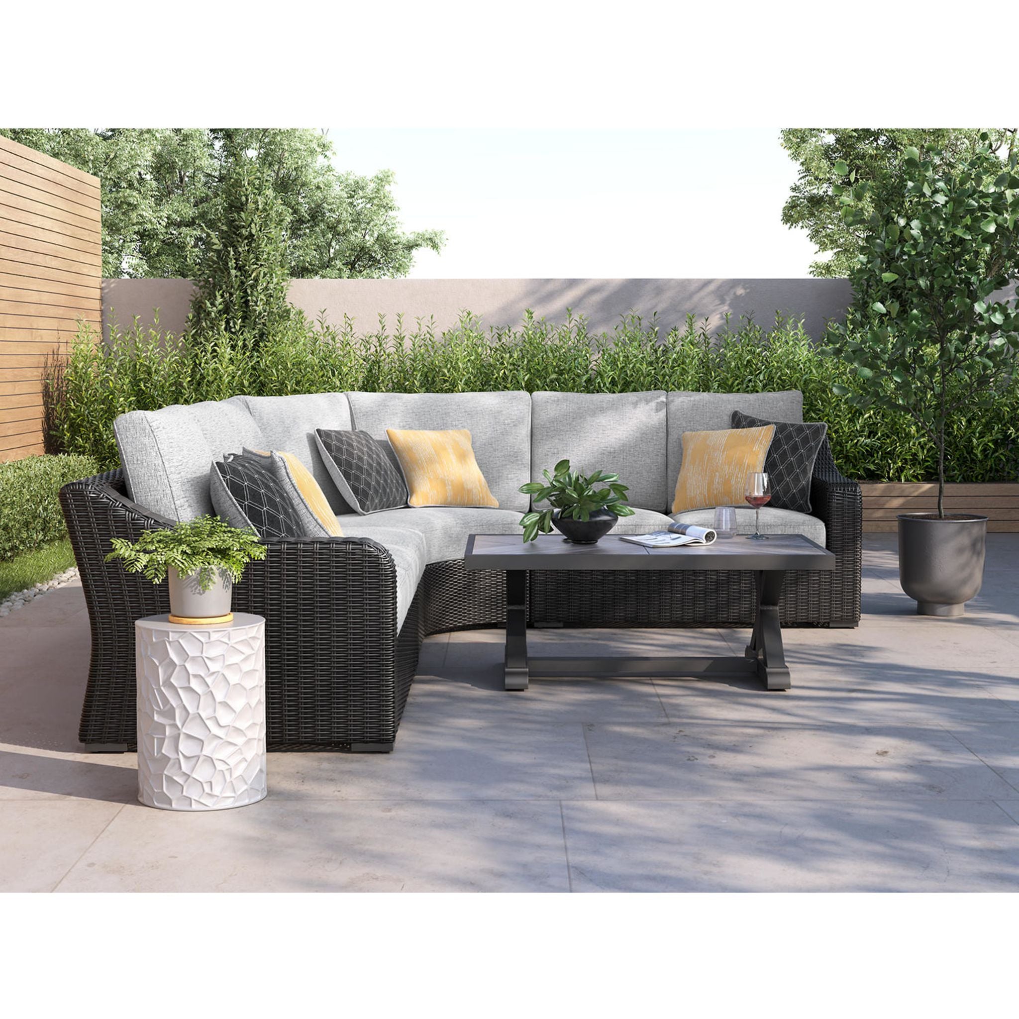 Beachcroft 4-Piece Outdoor Modular Sectional Sofa Set - Water-Resistant Patio Furniture for Backyard, Poolside & Garden Relaxation
