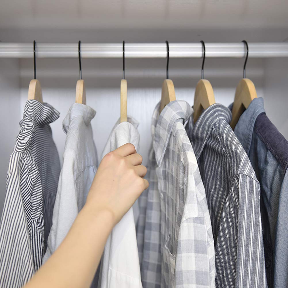 Premium 30-Pack Unfinished Wooden Coat Hangers with Non-Slip Pant Bar - Splinter-Free Smooth Wood Suit Hangers for Closet Organization & Wardrobe Storage - Ideal for Home, Office, and Retail Display