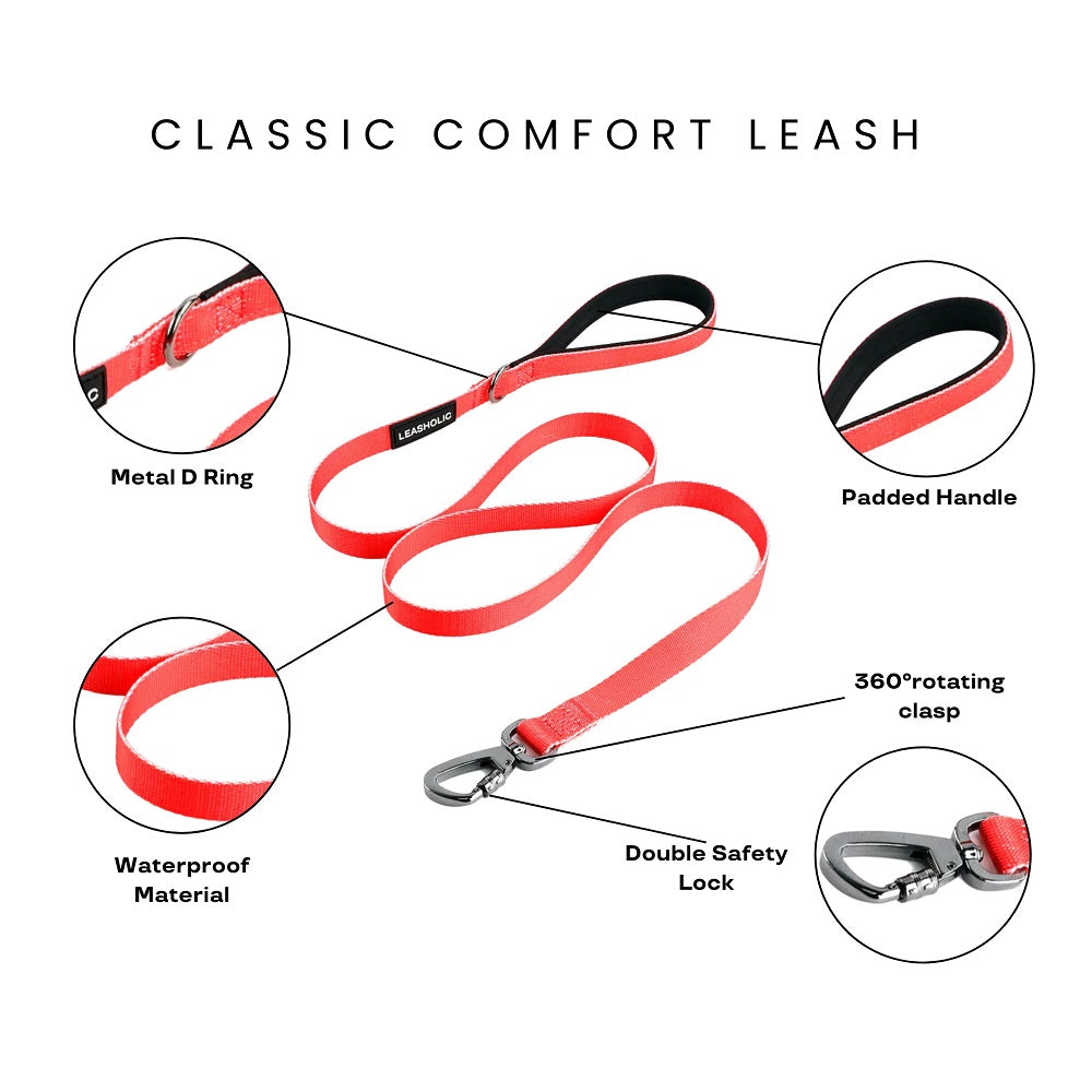 Premium Classic Comfort Dog Leash - Durable & Adjustable Pet Walking Lead for Small Medium Large Dogs - Perfect for Daily Walks, Jogging & Outdoor Adventures