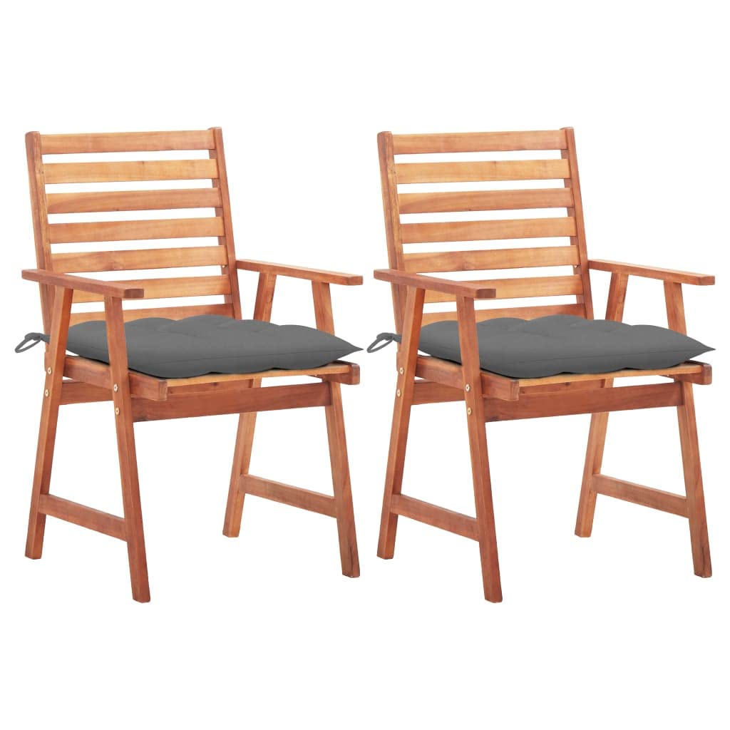 YUUIKLLE 2-Piece Outdoor Dining Chairs with Cushions - Waterproof Patio Furniture Set for Garden, Poolside, Wedding & Picnic - Comfortable Lounge Chairs for Office Events, Kitchen Dining & Backyard Relaxation (Gray)