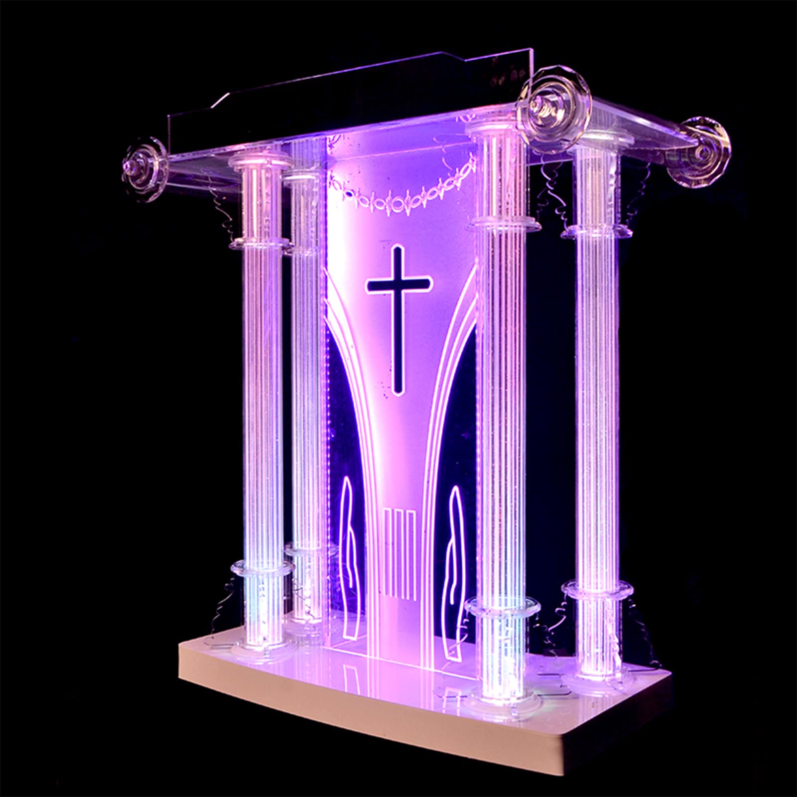 Large Luxury Acrylic Podium with LED Lights - Clear Transparent Standing Podium for Meetings, Events, Church Weddings & Prayer - Perfect for Presentations, Ceremonies & Public Speaking