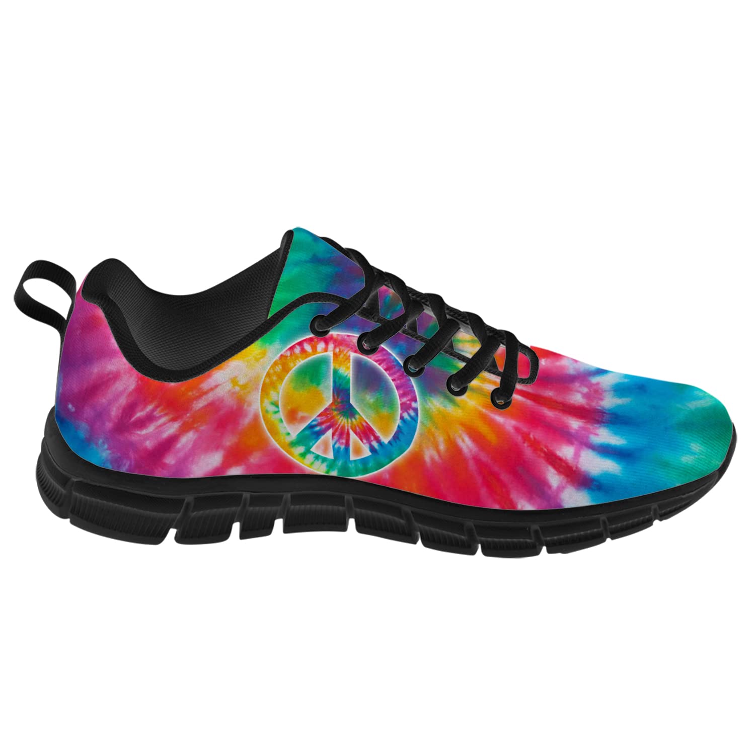 Women's Tie Dye Peace Sign Sneakers - 3D Printed Fashion Mesh Running Shoes for Women & Girls | Comfortable Personalized Casual Shoes | Perfect Gift for Family & Friends | Ideal for Running, Walking & Daily Wear | Women's Size 11, Men's Size 9.5