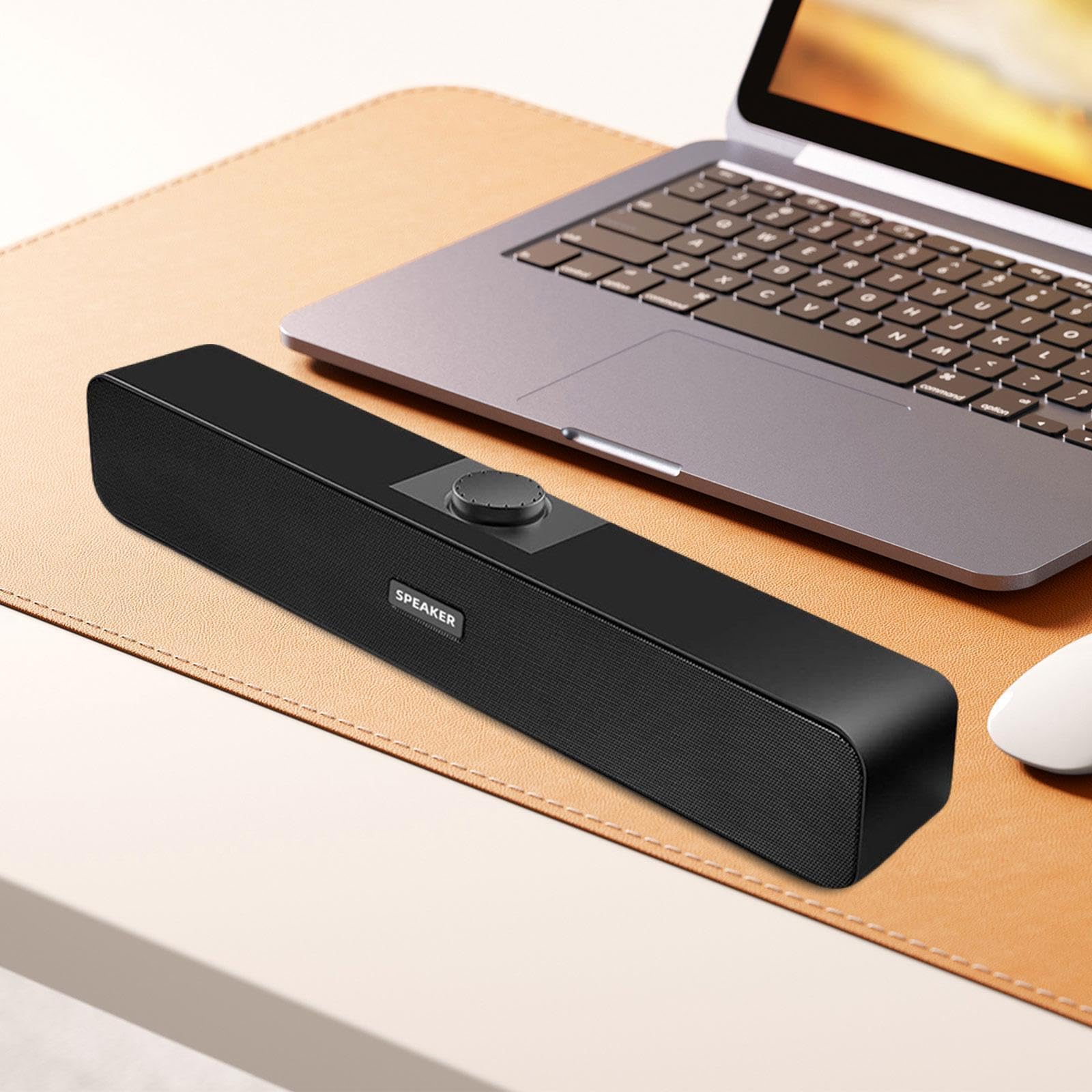 BaotyJie 6W Compact Black Soundbar Speaker with AUX Input - Perfect for Home, Gaming, Desktop Computer & Laptop | Enhance Your Audio Experience for Movies, Music & Video Calls
