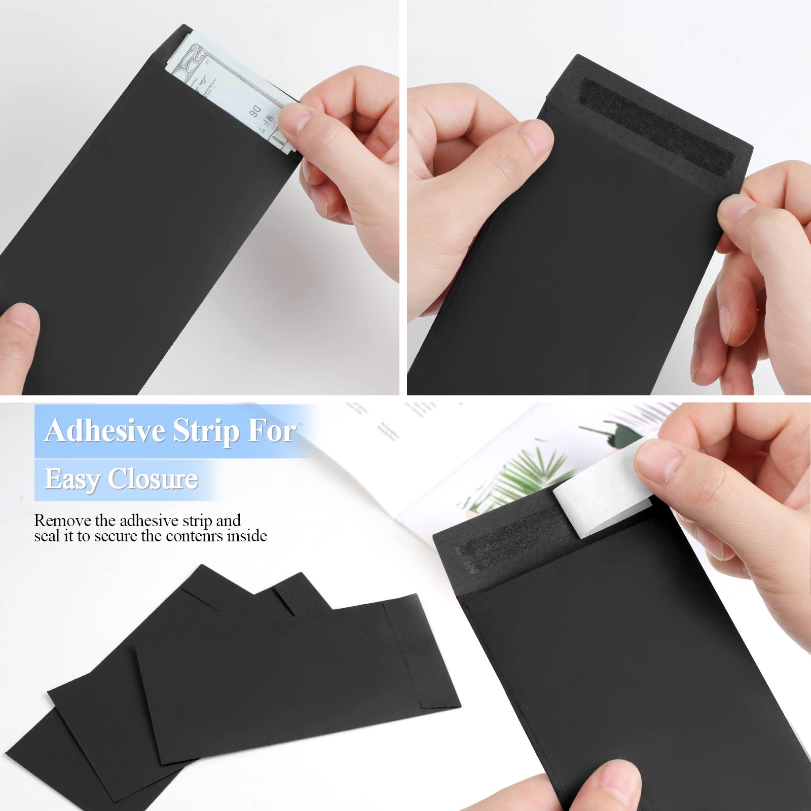 120 Cash Envelopes for Money Saving Challenge - 3.2x6.6 Inch Black Budget Envelopes (80 GSM) for Cash, Coins, Checks, Gift Cards & Tickets - Perfect for Dave Ramsey Envelope System, Personal Finance & Cash Budgeting