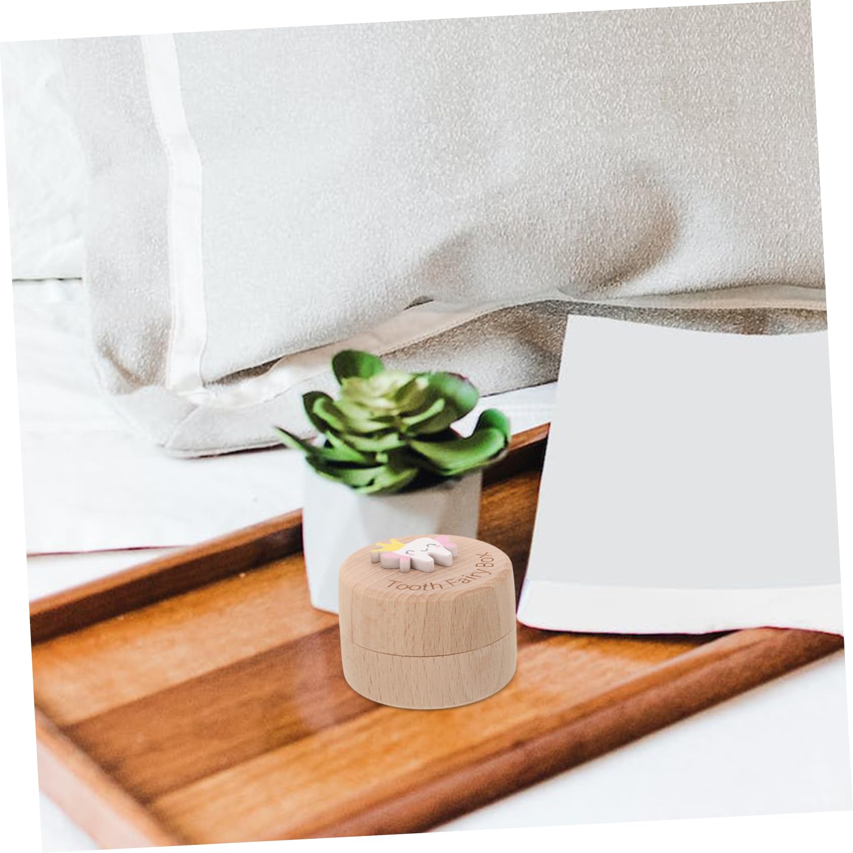 MOBUTOFU Wooden Baby Tooth Keepsake Box - Children's Tooth Holder Organizer with Fetal Hair Storage - Perfect for First Tooth, Lost Teeth & Newborn Hair Souvenirs (Baby Shower Gift & Memory Box)