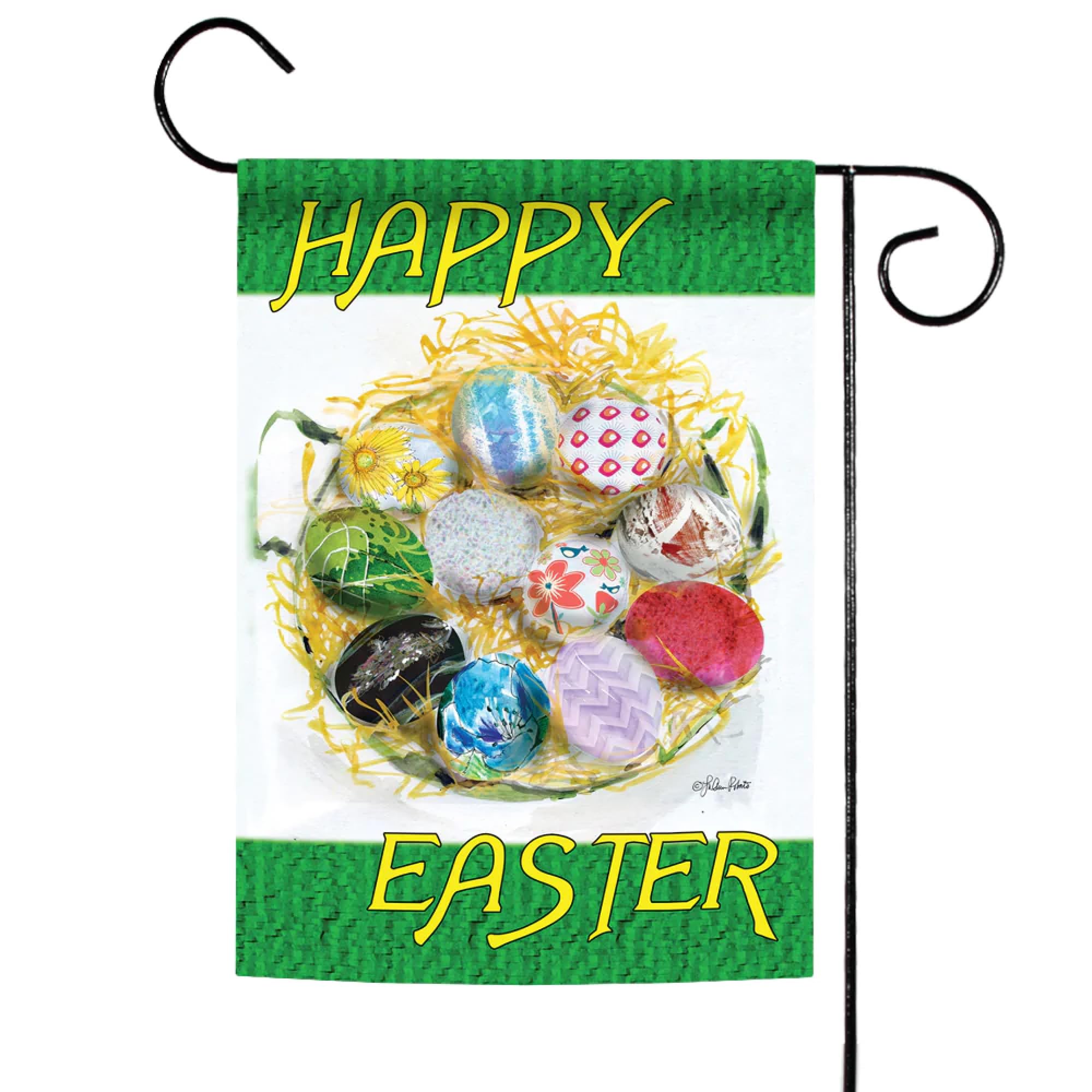 Happy Easter Nest Double-Sided Garden Flag 12x18 Inch - Outdoor Easter Decoration for Yard, House & Spring Celebrations - Perfect for Easter Egg Hunts, Spring Parties & Festive Home Decor