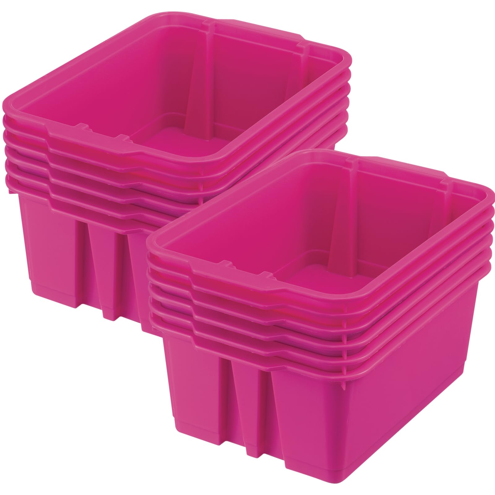 Really Good Stuff Stacking Bins - 12 Pack Pink Plastic Storage Bins (14